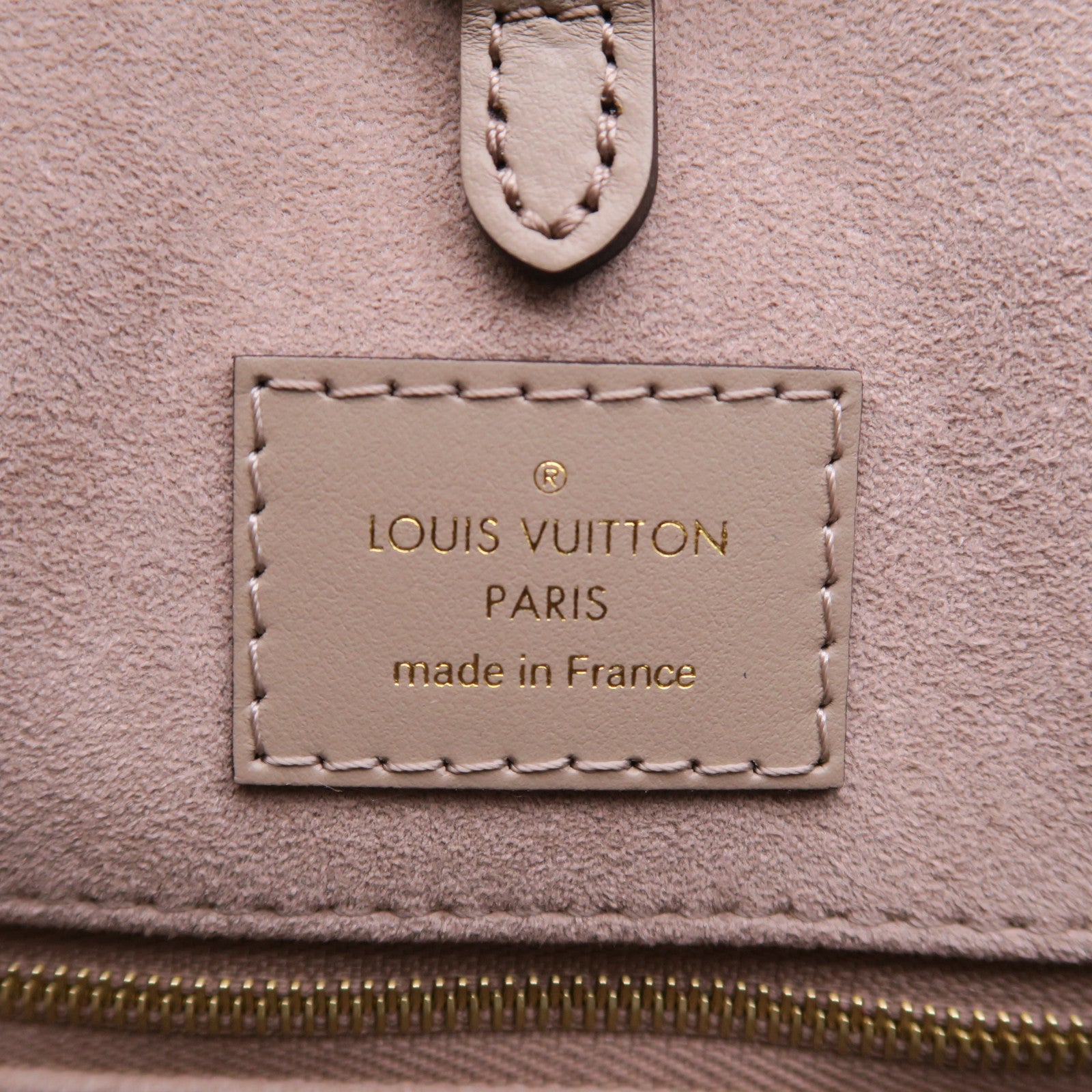 LOUIS VUITTON Monogram Empreinte Onthego MM金扣手挽肩背兩用袋灰色米色