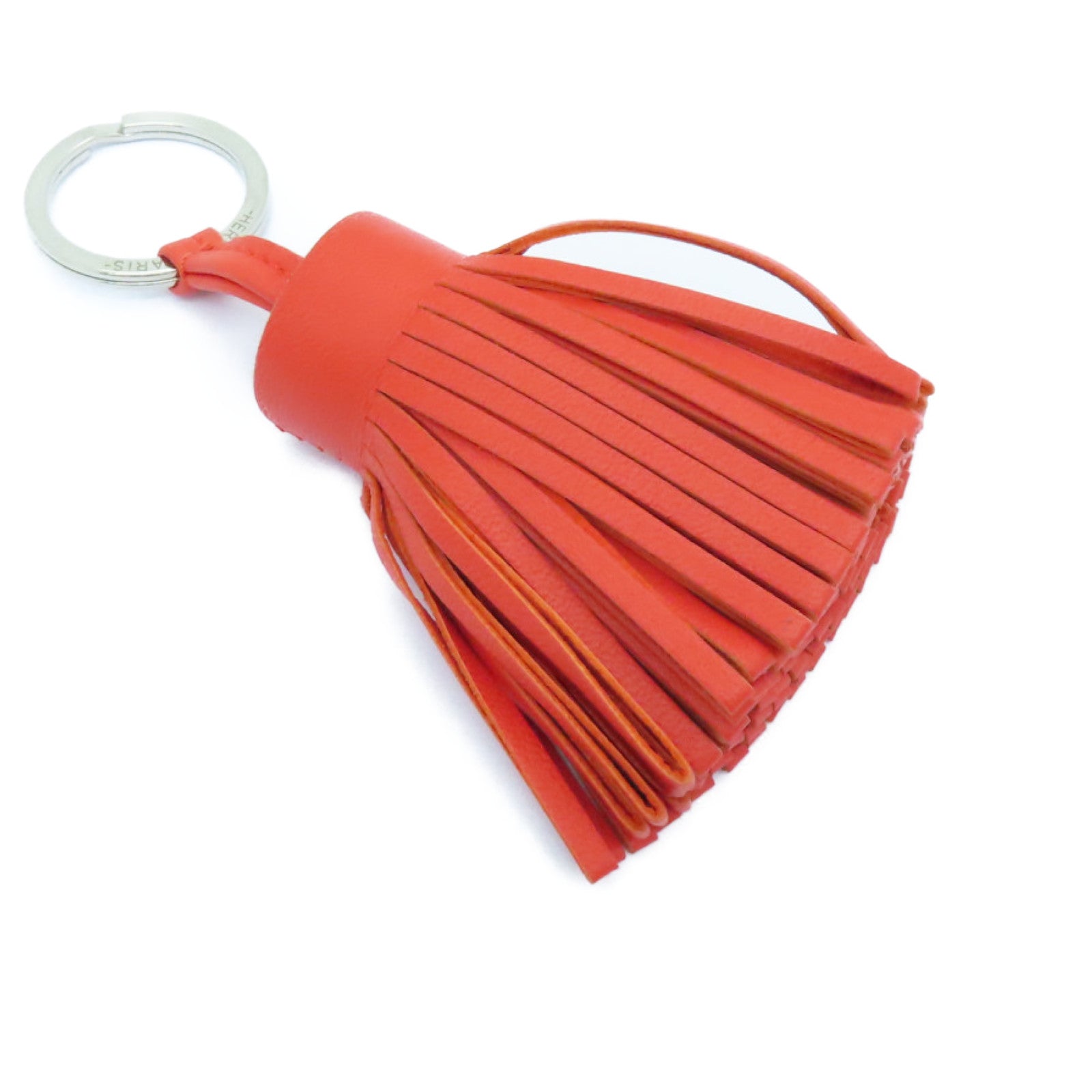 HERMES Swift皮革Carmen银扣挂饰Capucine红色