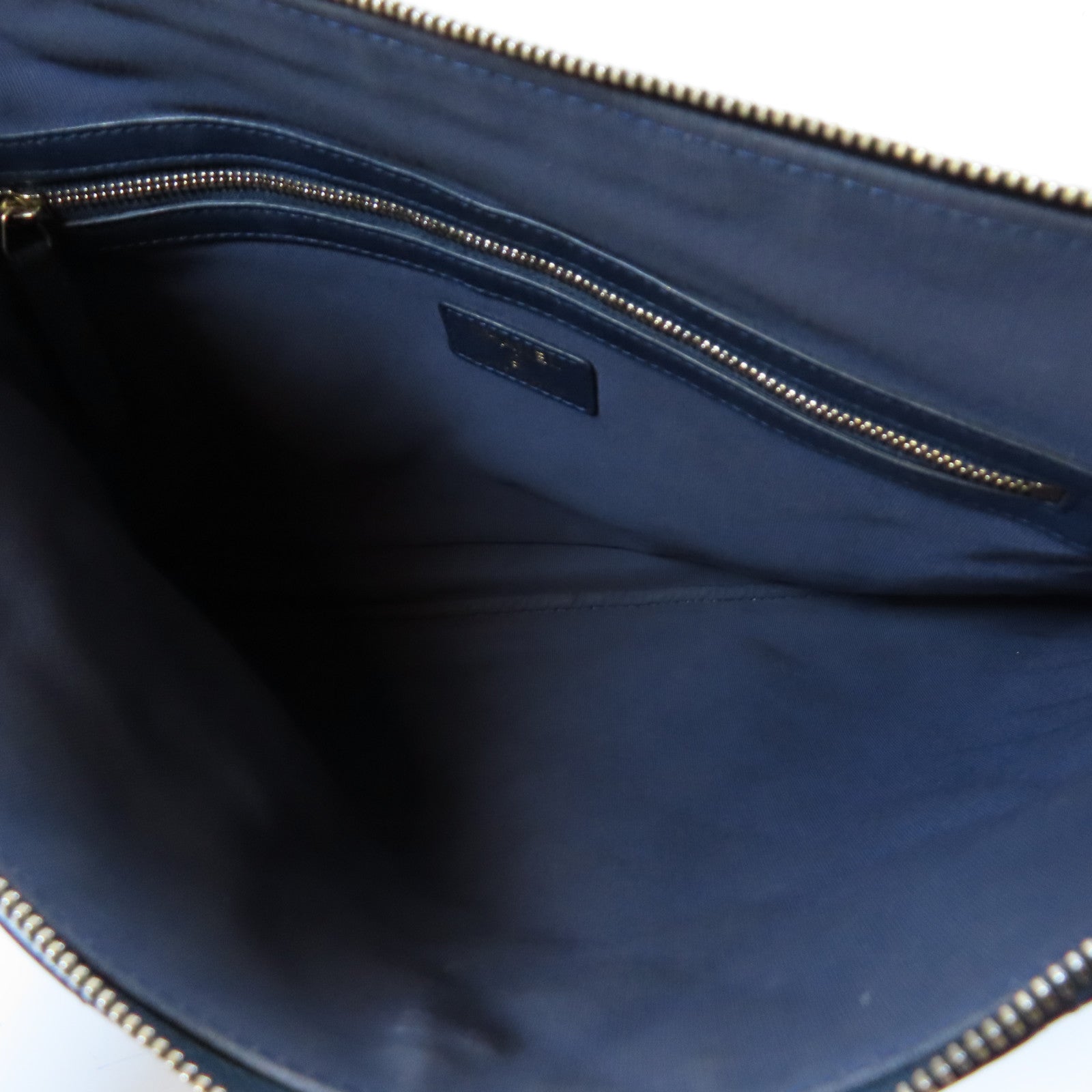 CHANEL 菱格羊皮皮革Pouch Bag金扣手拿包深藍色