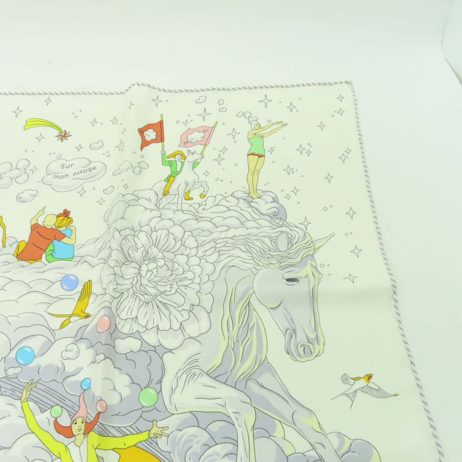 HERMES 【激減優惠】絲質Scarf圍巾白色/彩色