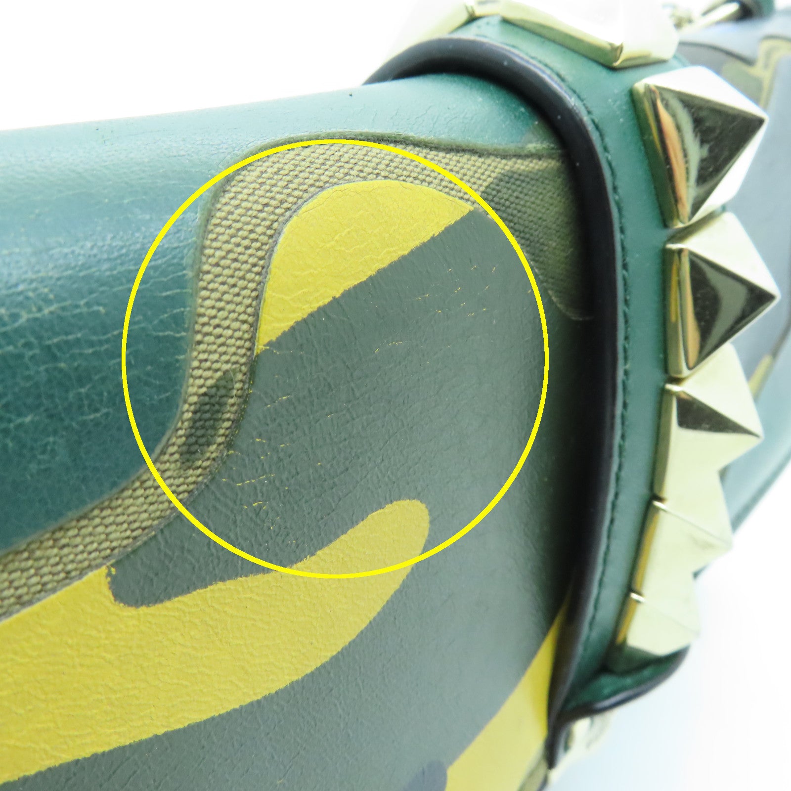 Valentino Leather GLAM Lock Gold Buckle Shoulder Bag Green/Multicolor