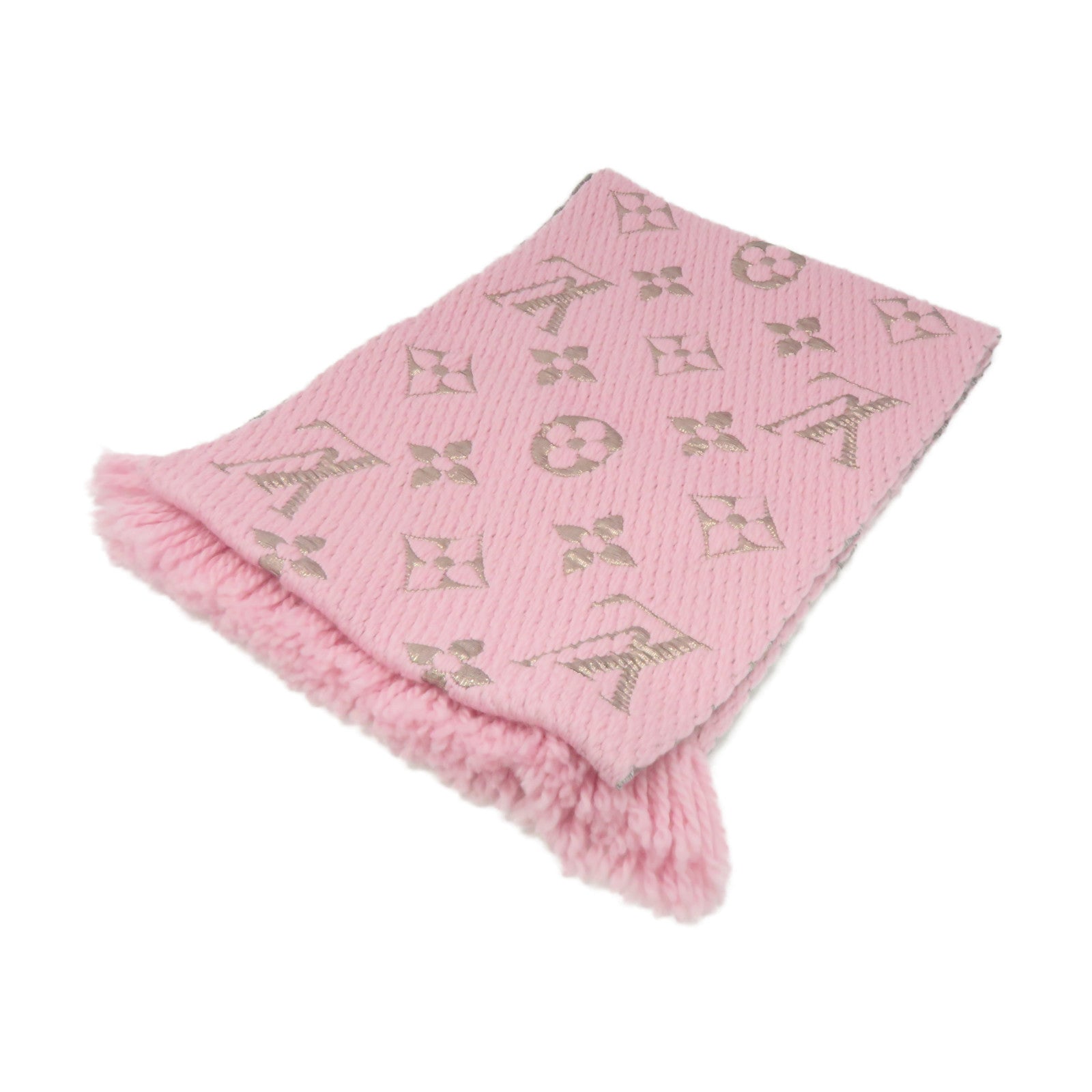 LOUIS VUITTON 羊毛/絲質/聚酯質Muffler圍巾粉紅色/銀色
