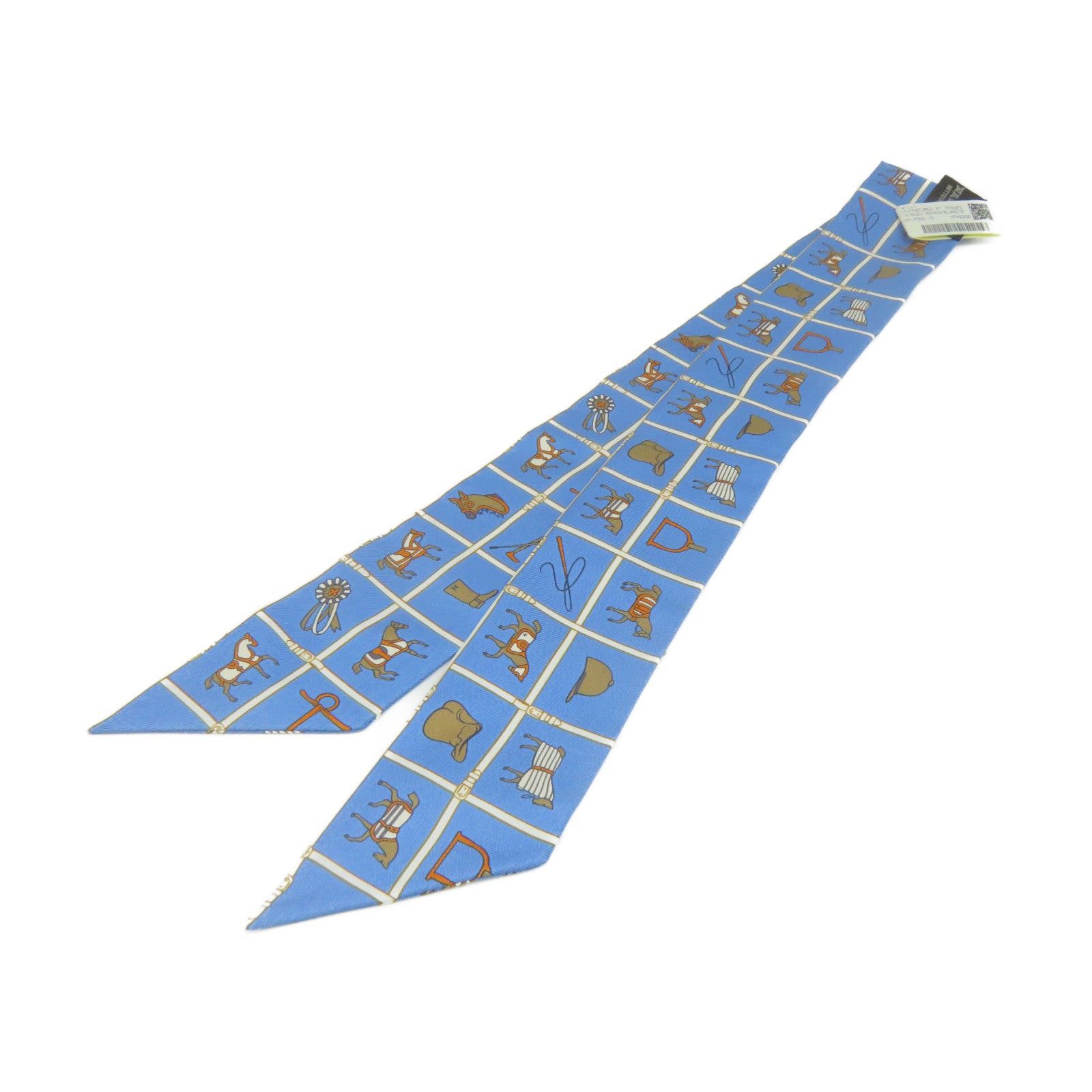 HERMES 絲質Twilly Scarf絲巾藍色/彩色