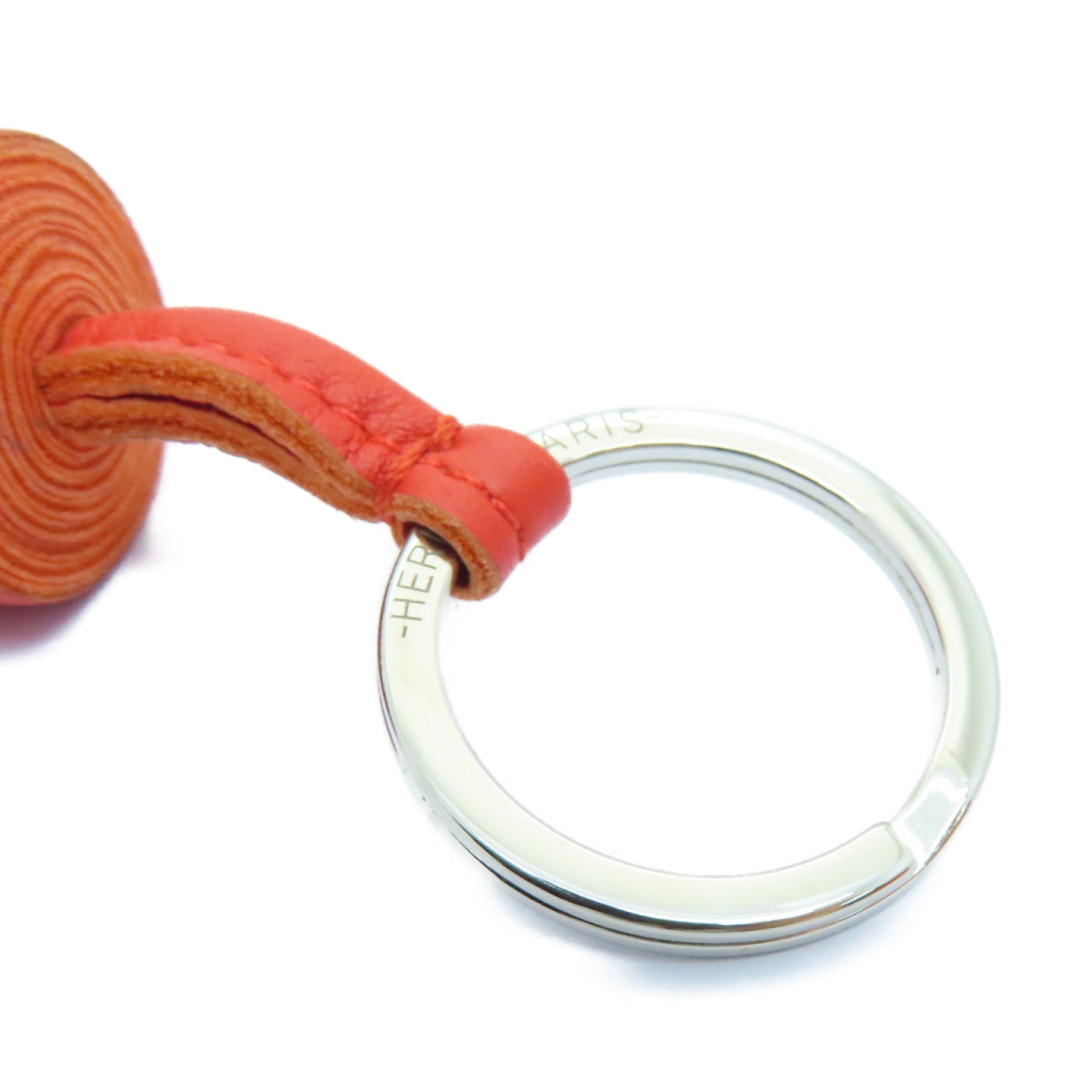 HERMES Swift皮革Carmen银扣挂饰Capucine红色