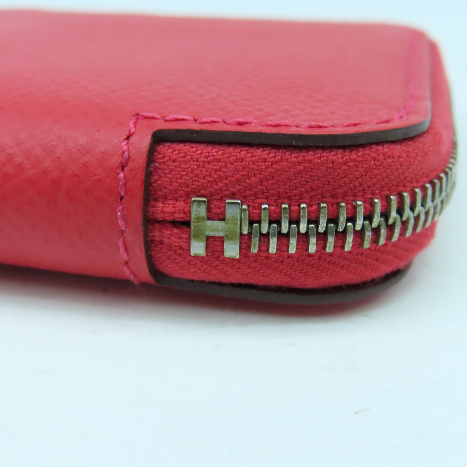 HERMES Epsom皮革Bastia Coins銀扣零錢包紅色