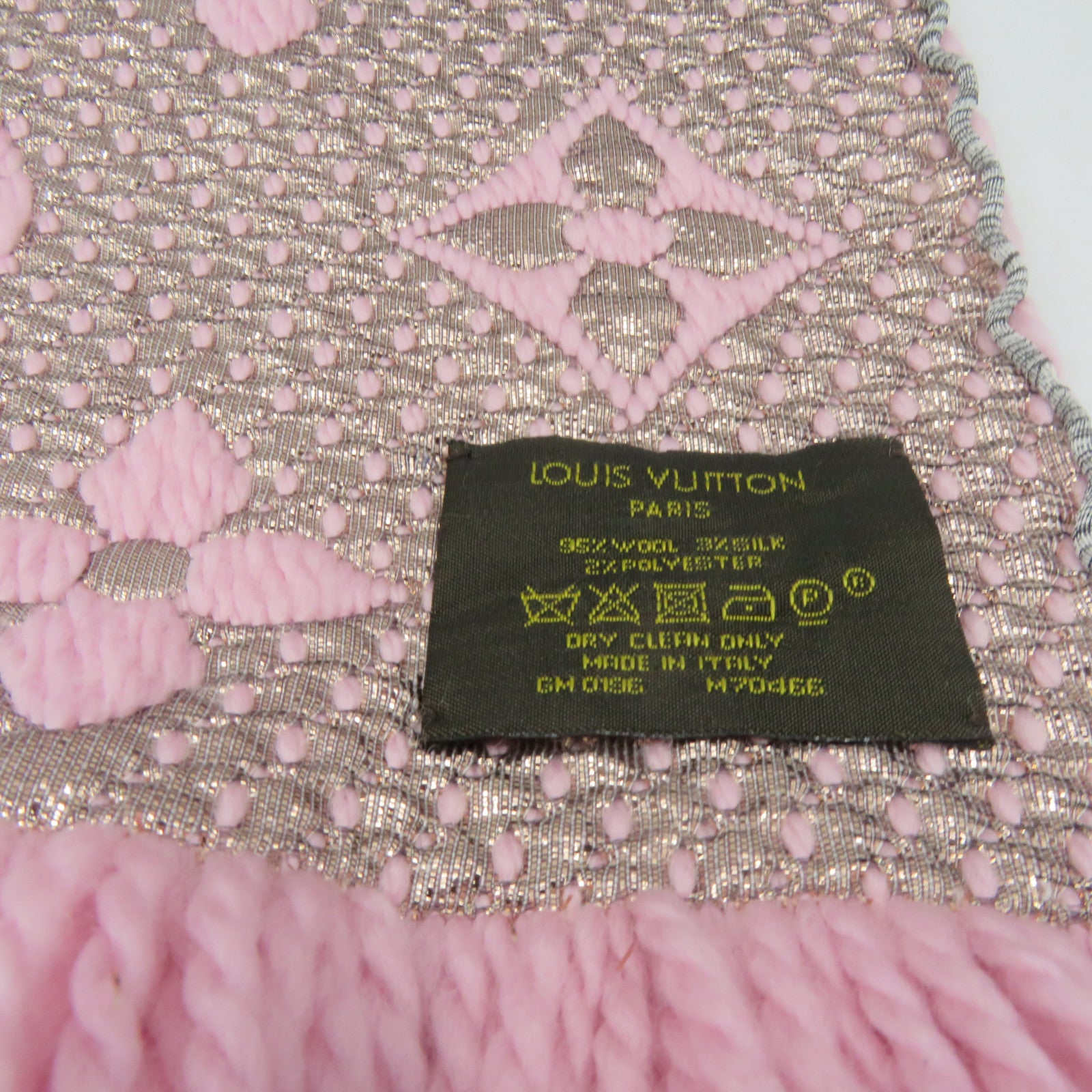 LOUIS VUITTON 羊毛/絲質/聚酯質Muffler圍巾粉紅色/銀色