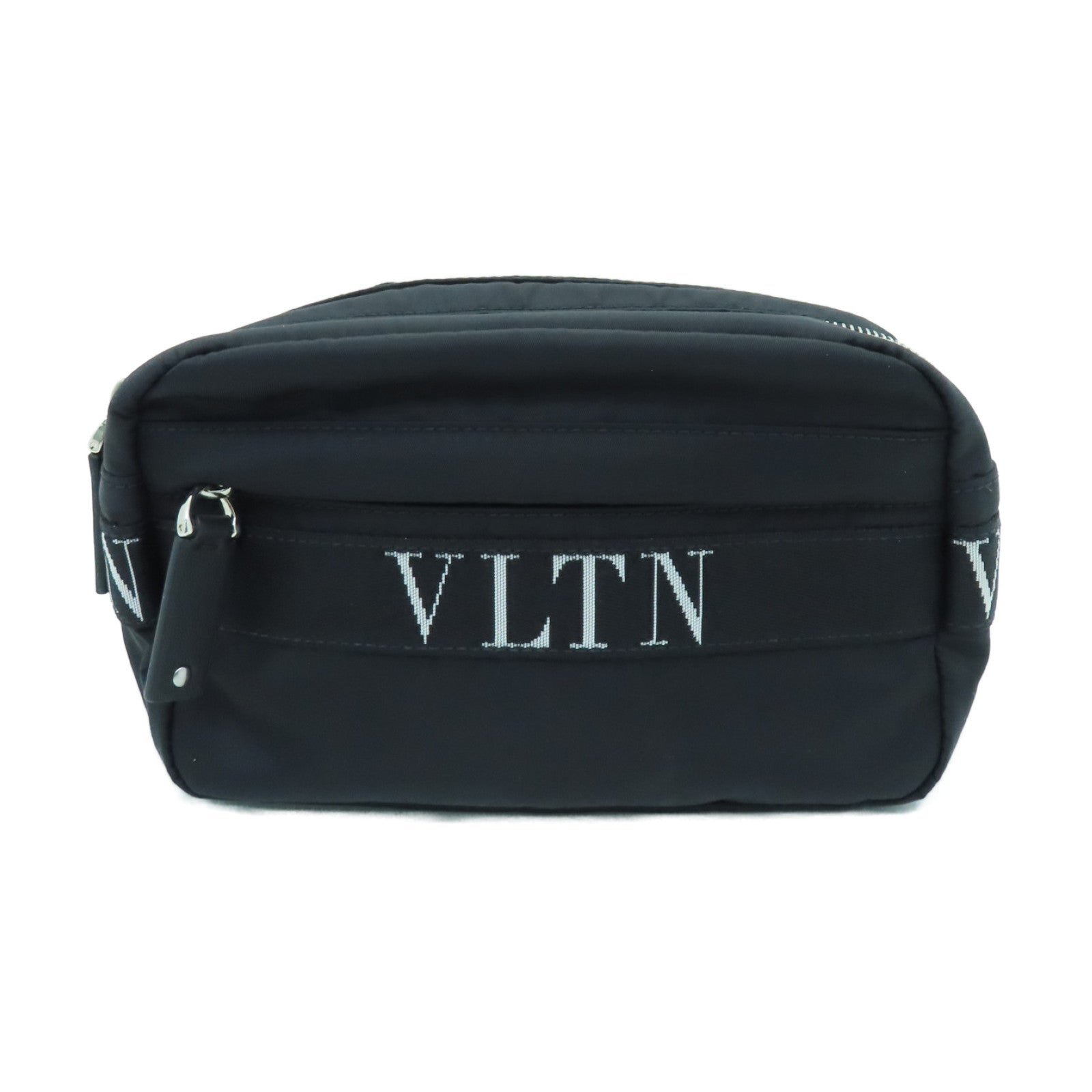 Valentino Nylon Waist Bag Silver Buckle Black