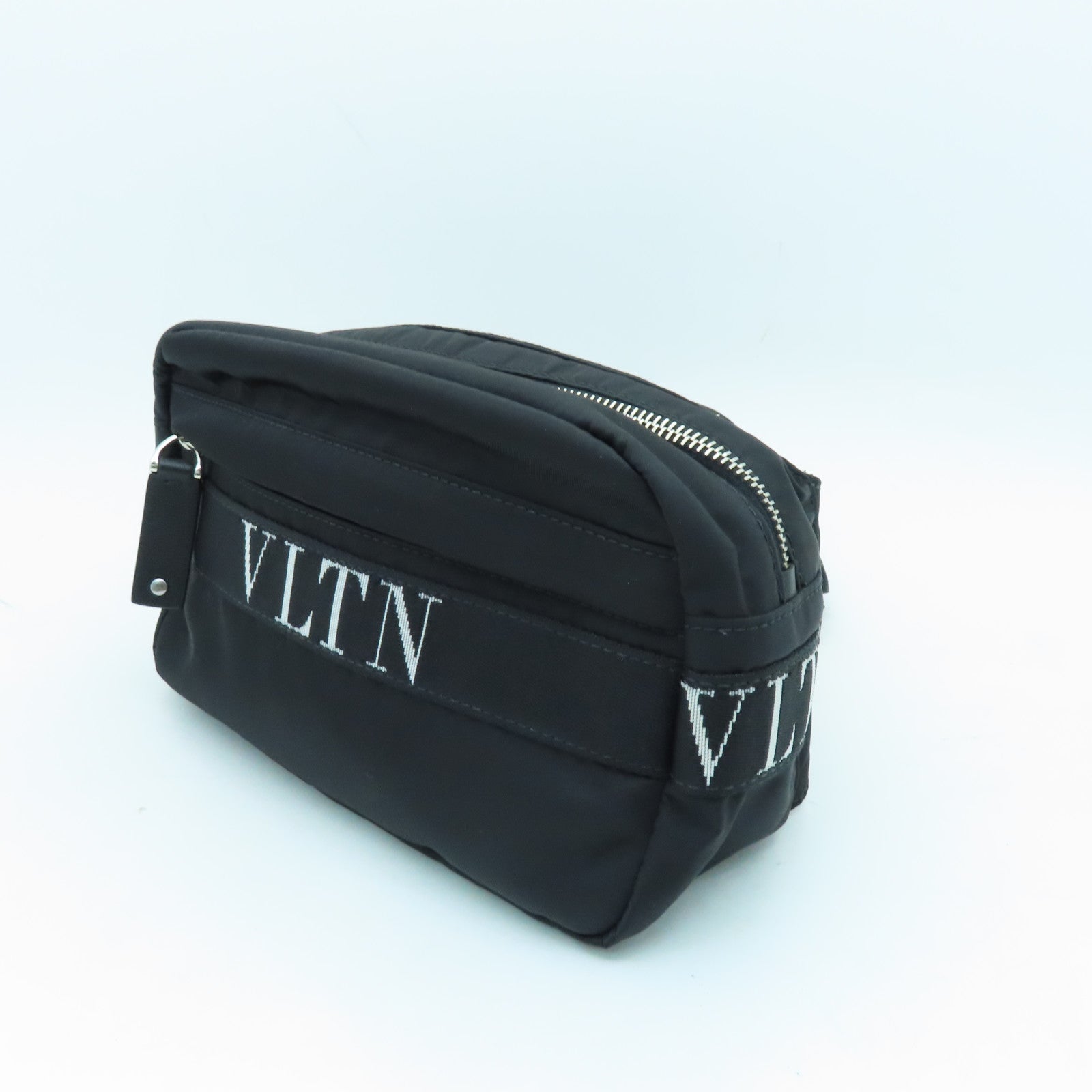 Valentino Nylon Waist Bag Silver Buckle Black