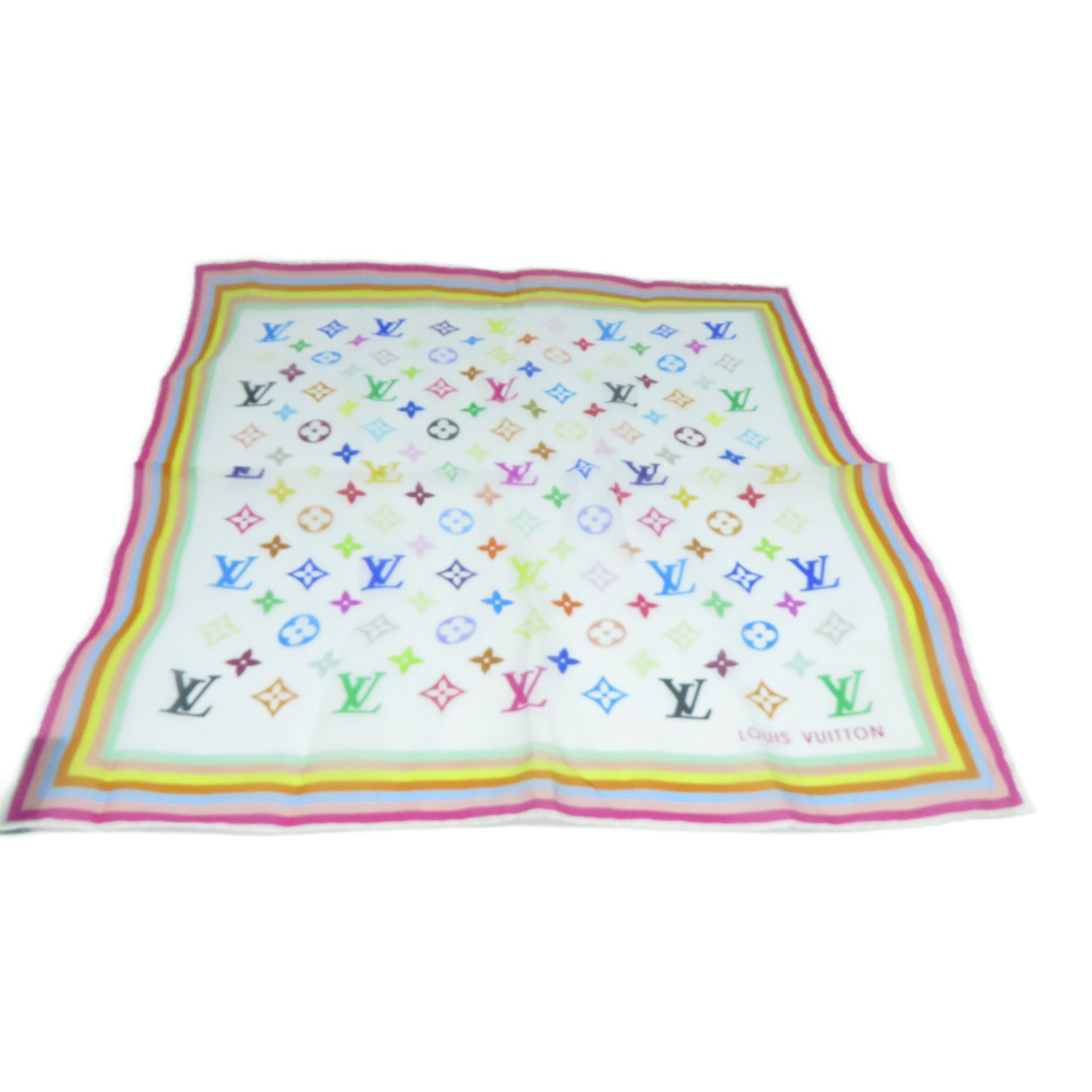 LOUIS VUITTON 絲質Scarf圍巾彩色/白色