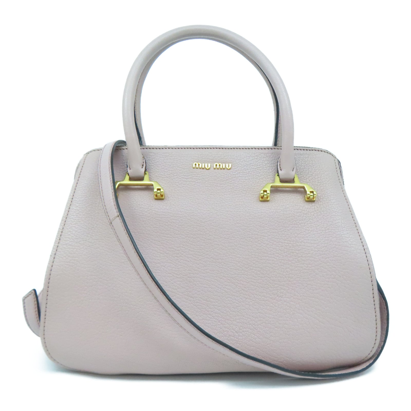 Miu Miu 牛皮皮革2 Way Shoulder金扣手挽肩背兩用袋粉紅色