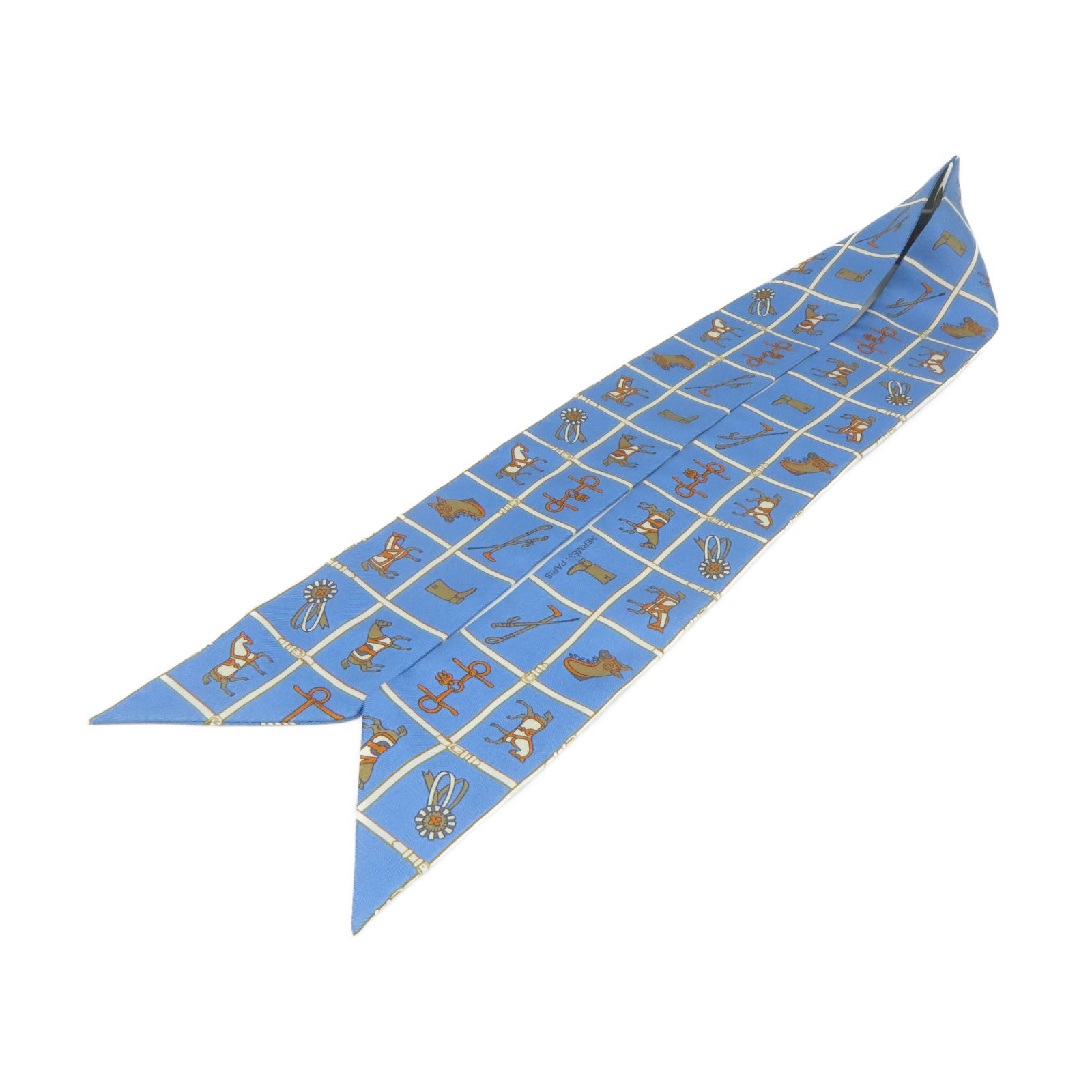 HERMES 絲質Twilly Scarf絲巾藍色/彩色