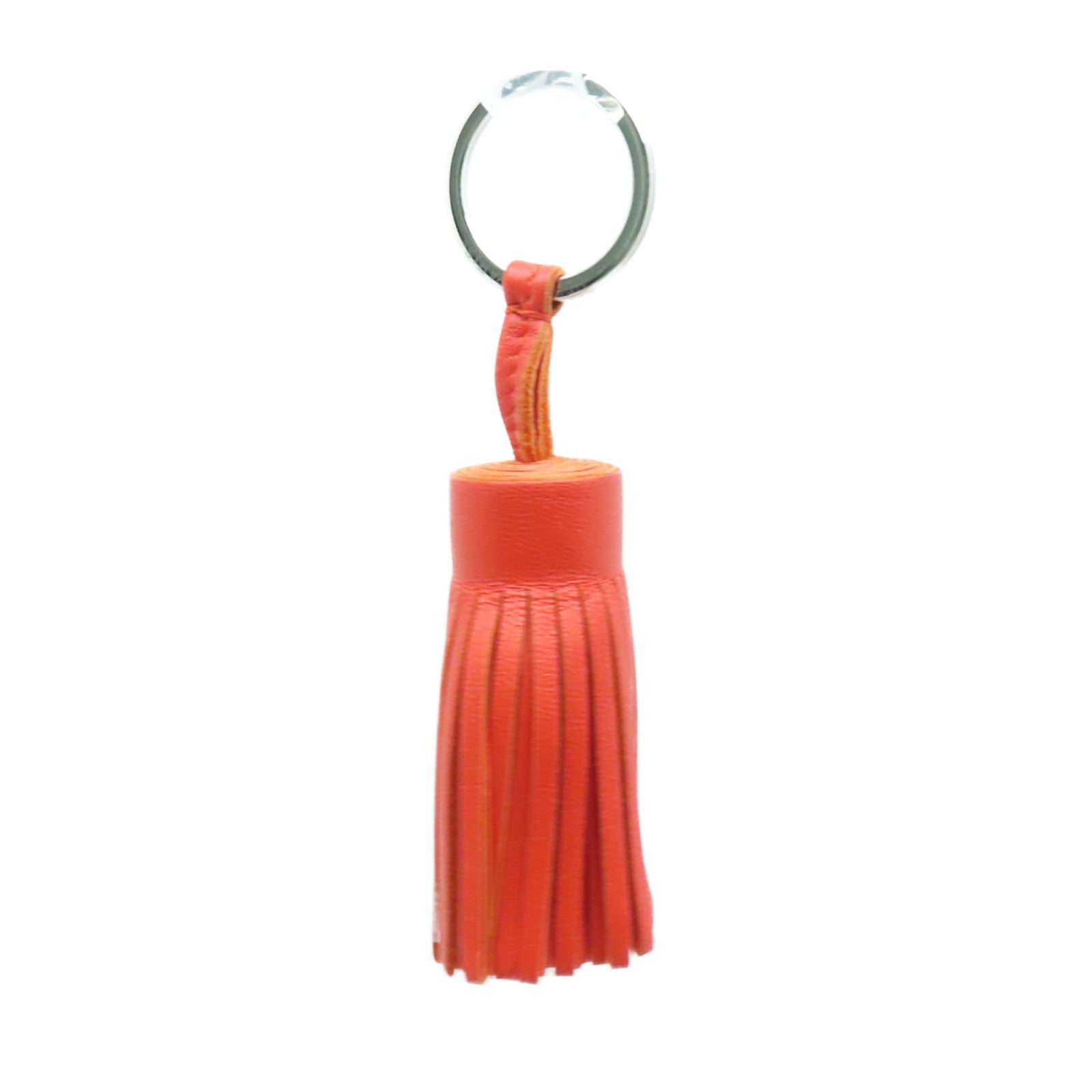 HERMES Swift皮革Carmen银扣挂饰Capucine红色