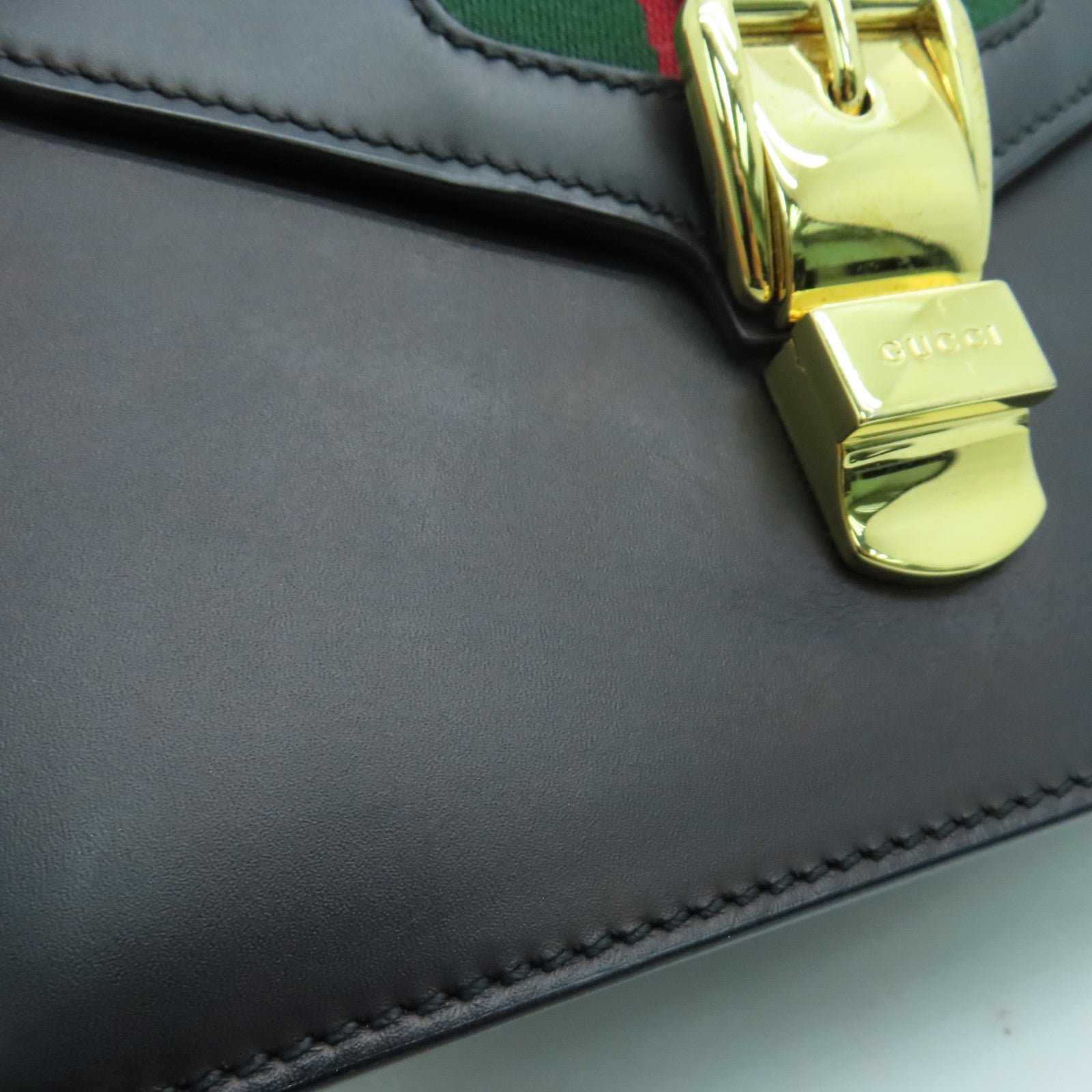 GUCCI 牛皮皮革2 Way Shoulder金扣手挽肩背兩用袋黑色