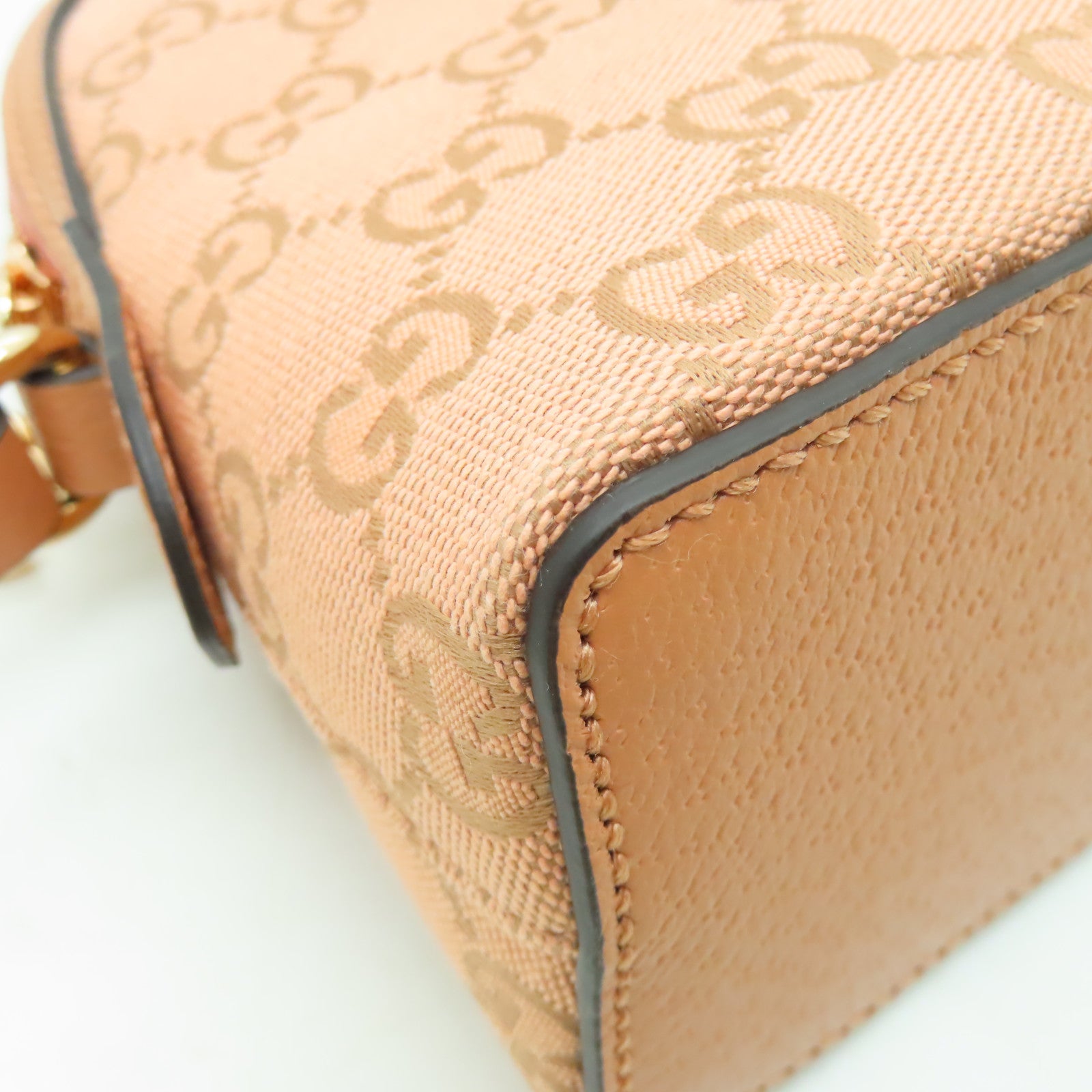 GUCCI 帆布Ophidia GG金扣肩背袋粉紅色