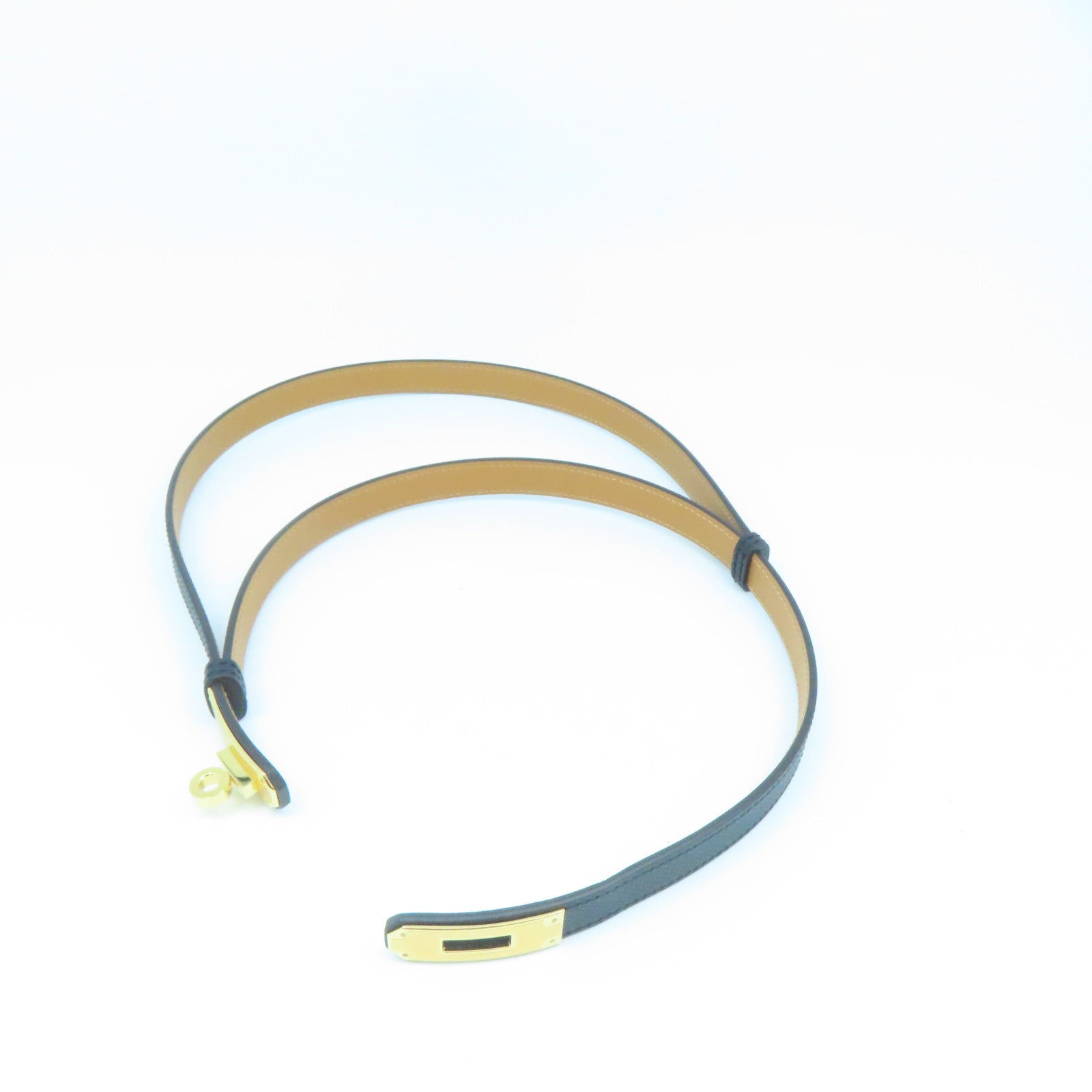 HERMES Epsom皮革Kelly Belt金扣皮帶黑色