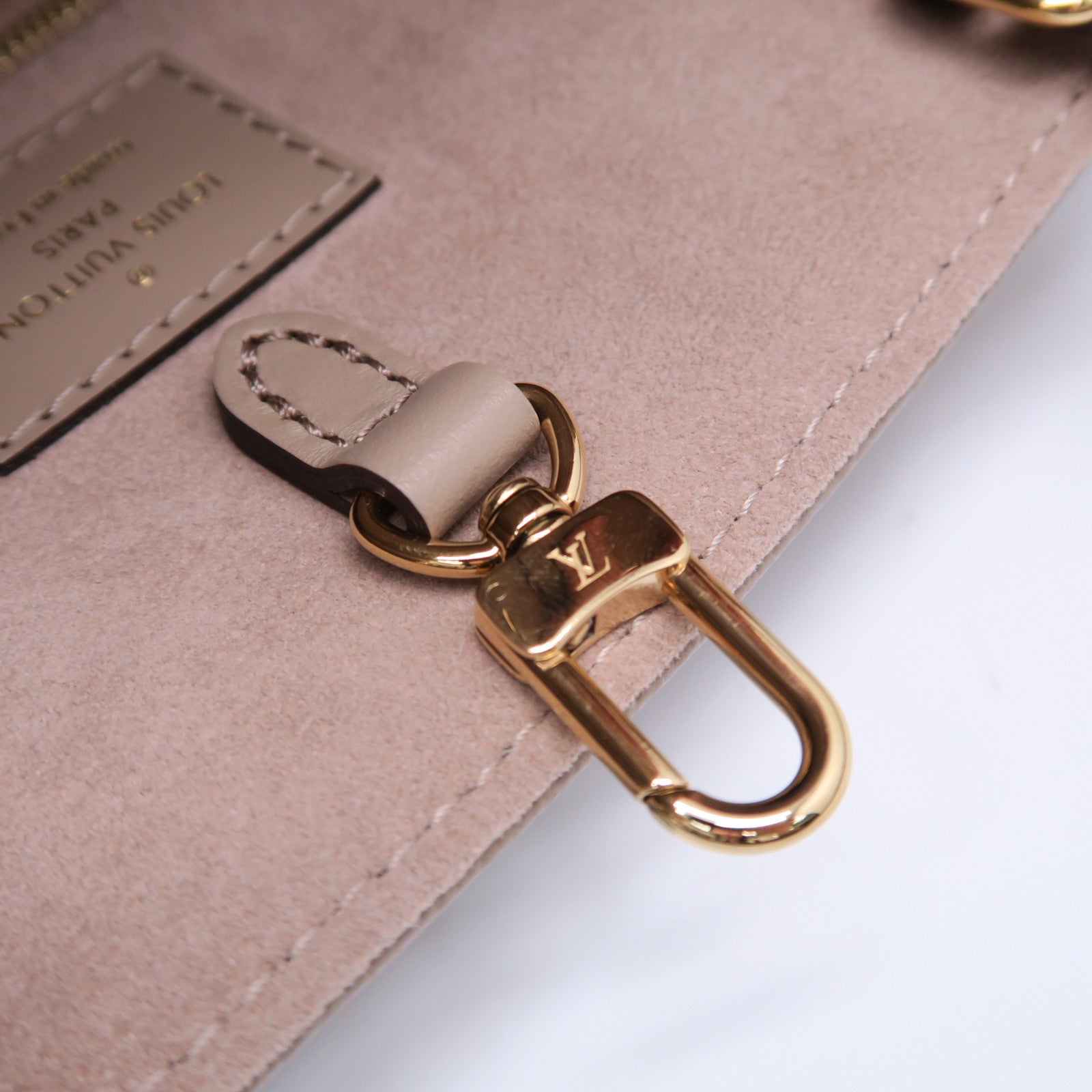 LOUIS VUITTON Monogram Empreinte Onthego MM金扣手挽肩背兩用袋灰色米色