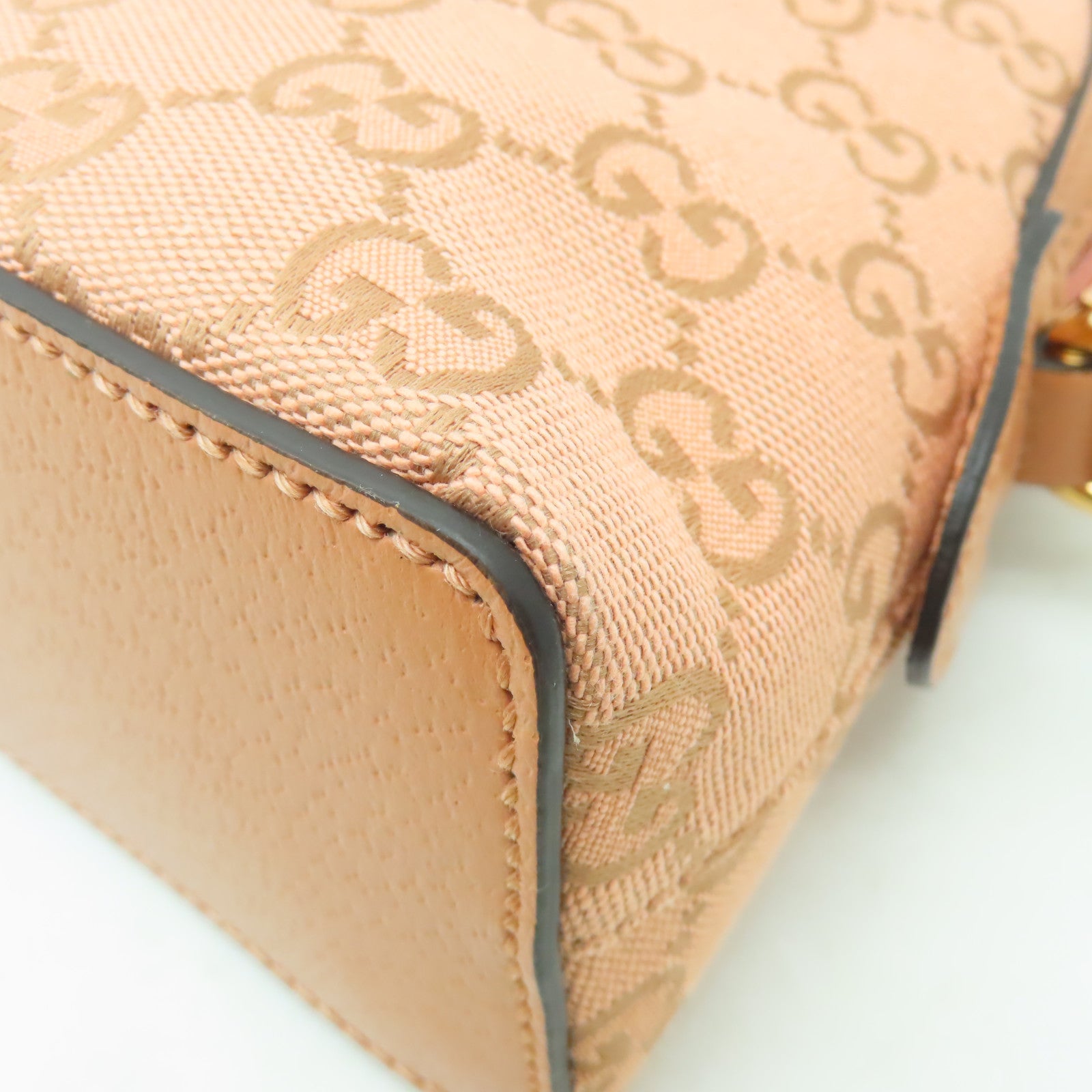 GUCCI 帆布Ophidia GG金扣肩背袋粉紅色