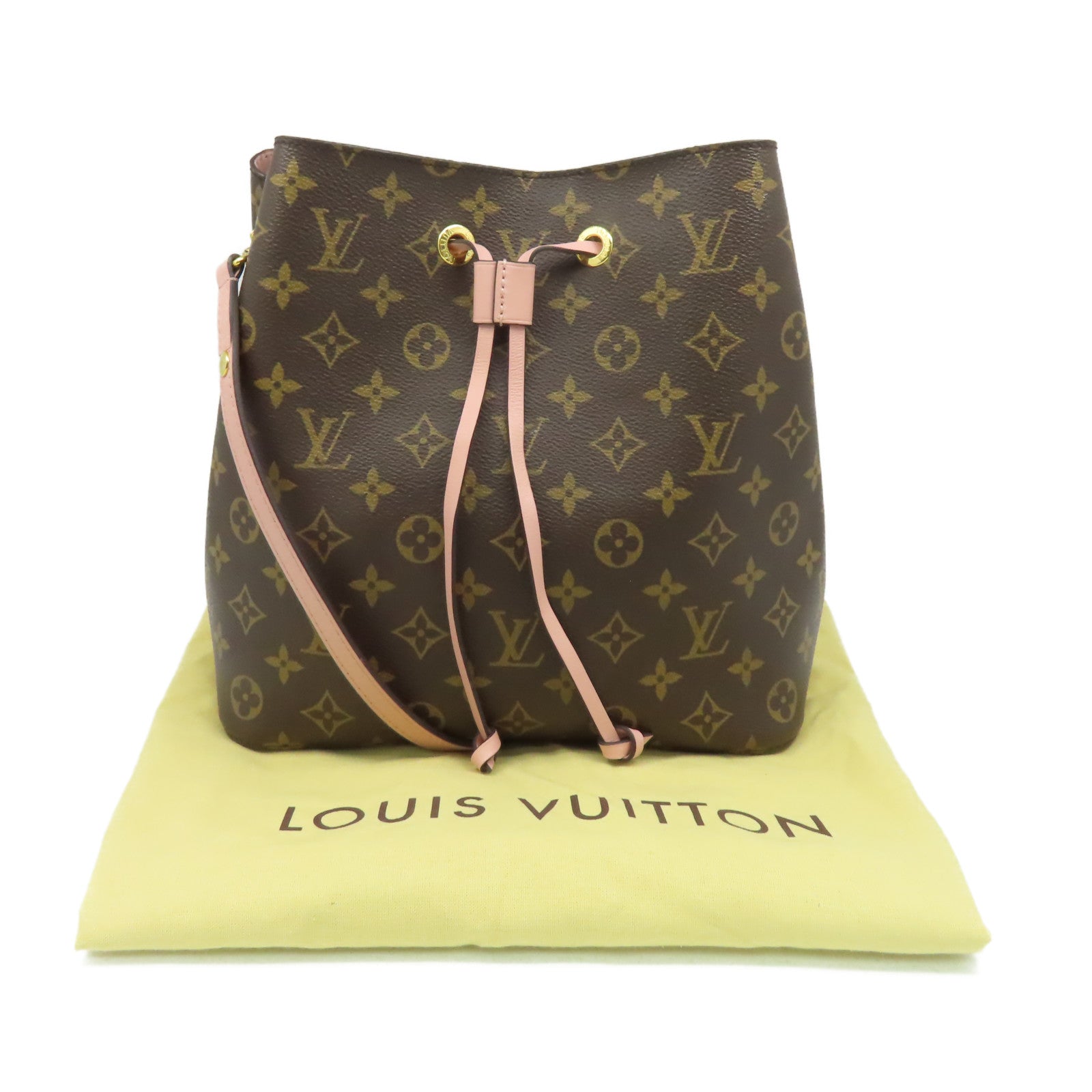 LOUIS VUITTON Monogram NeoNoe MM Shoulder Bag肩背袋啡色/粉紅色