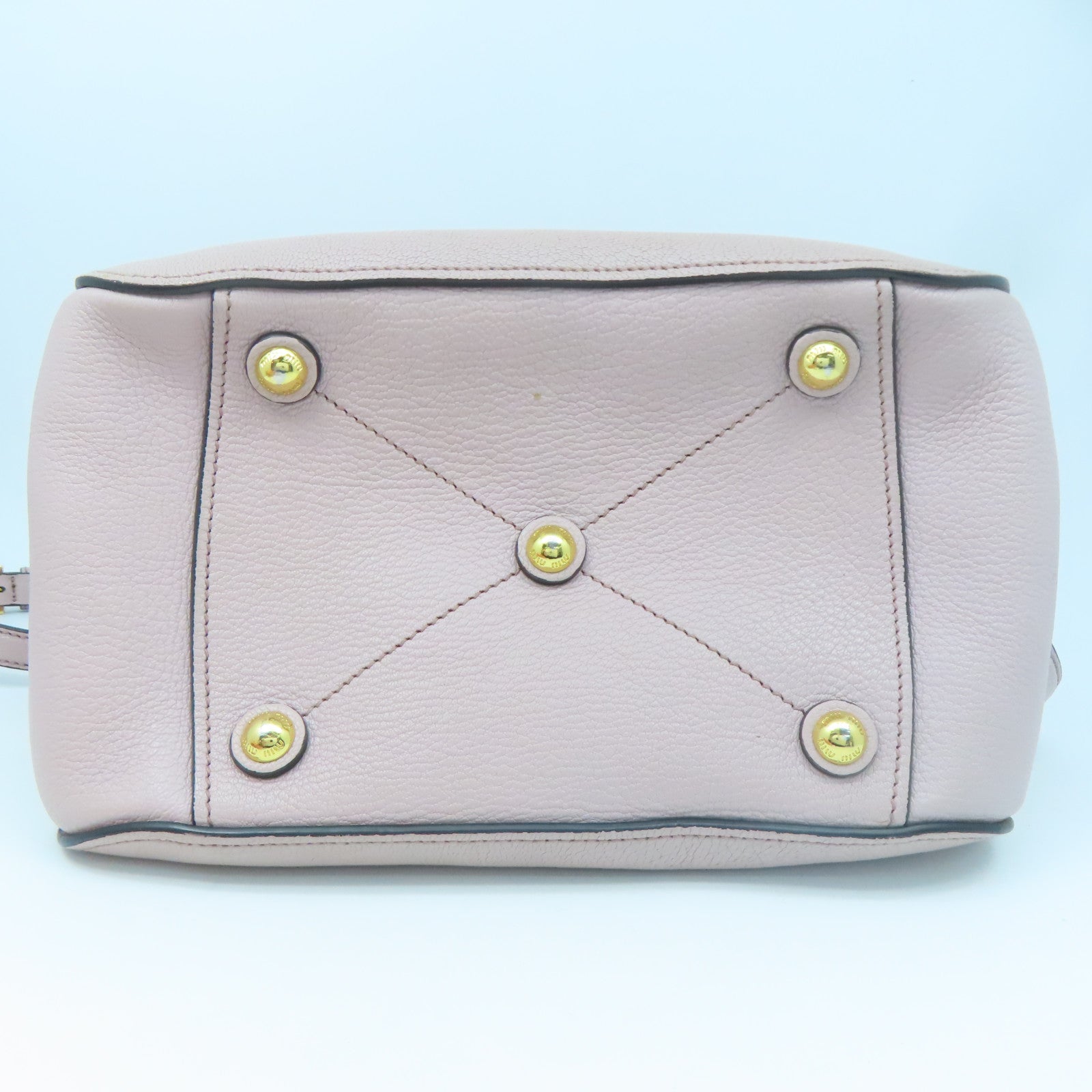 Miu Miu 牛皮皮革2 Way Shoulder金扣手挽肩背兩用袋粉紅色