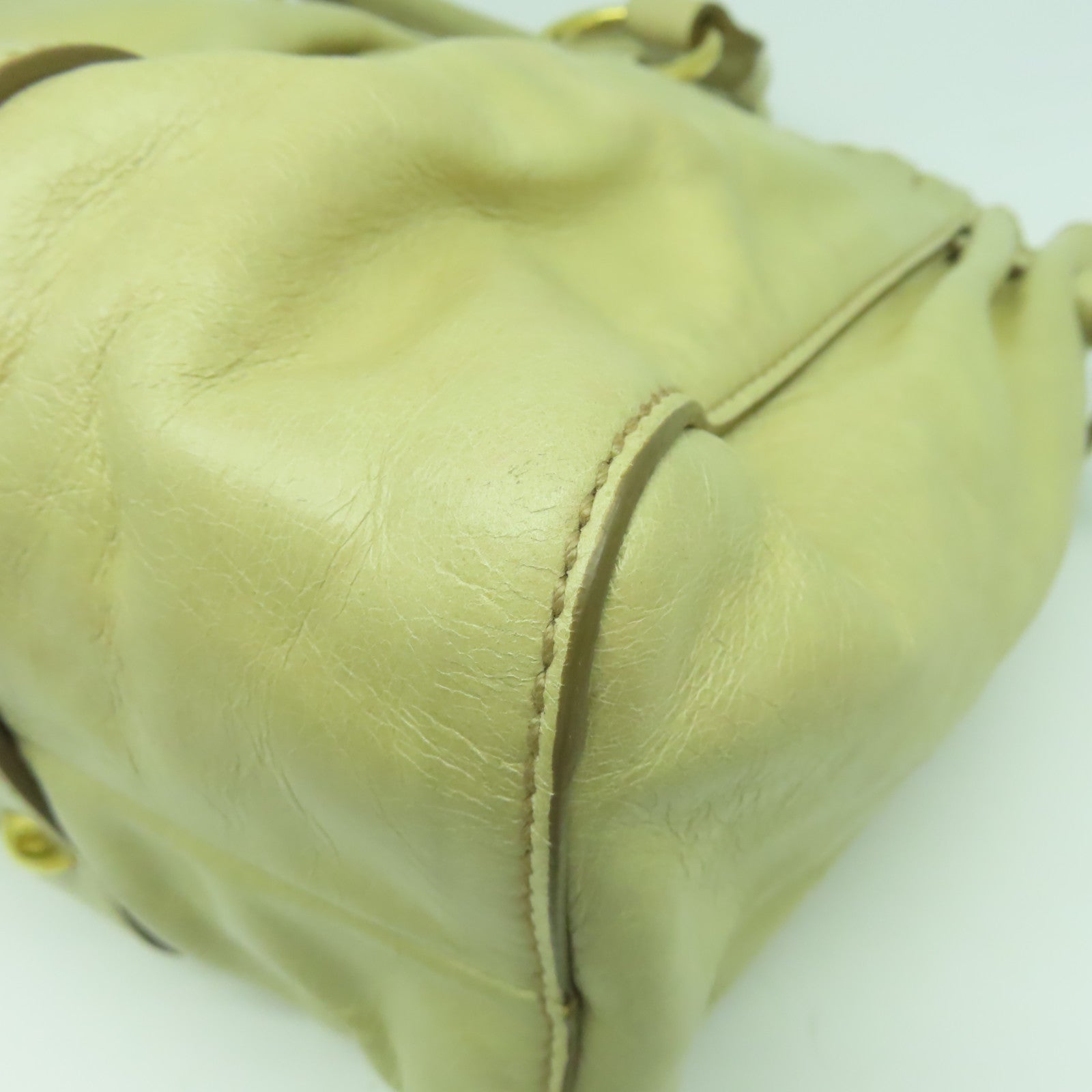 Miu Miu 羊皮皮革2 Way Shoulder Bag金扣手挽肩背兩用袋米色