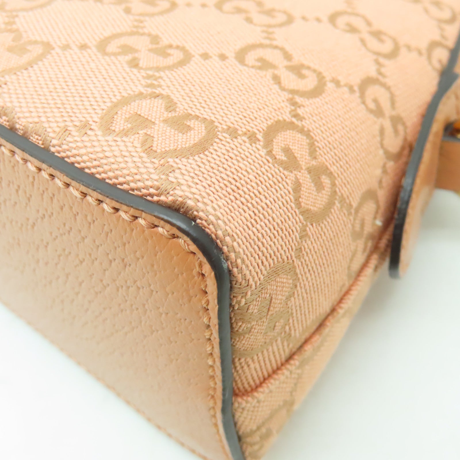 GUCCI 帆布Ophidia GG金扣肩背袋粉紅色