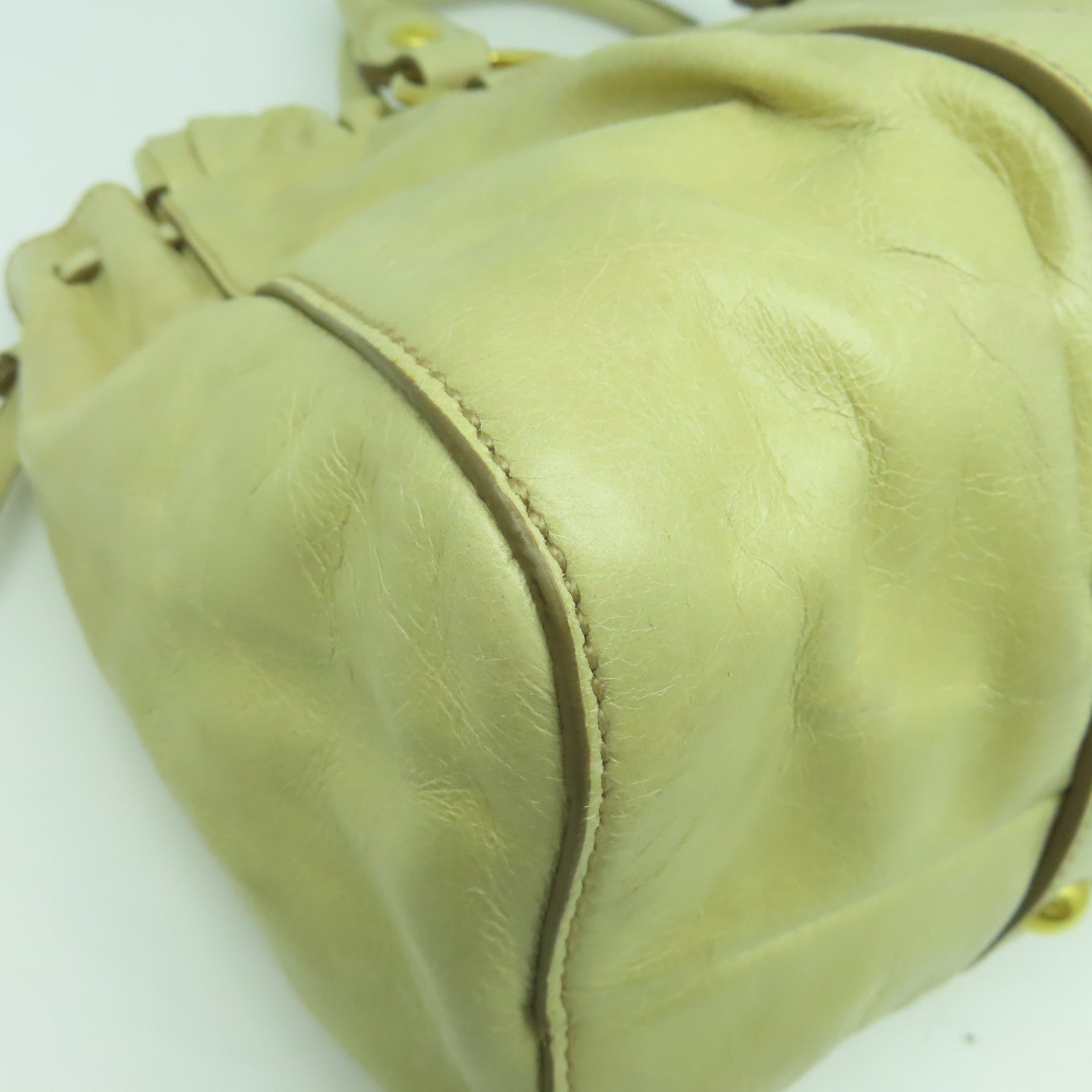 Miu Miu 羊皮皮革2 Way Shoulder Bag金扣手挽肩背兩用袋米色