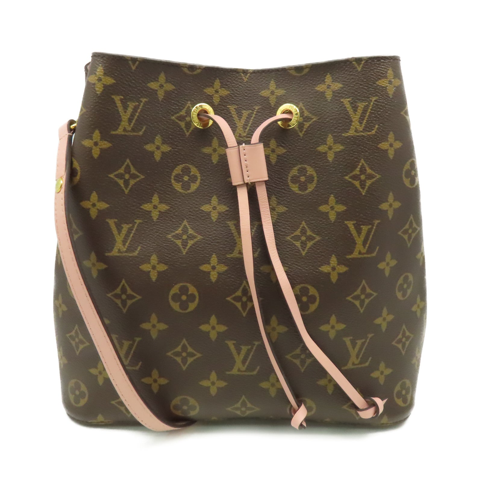 LOUIS VUITTON Monogram NeoNoe MM Shoulder Bag肩背袋啡色/粉紅色