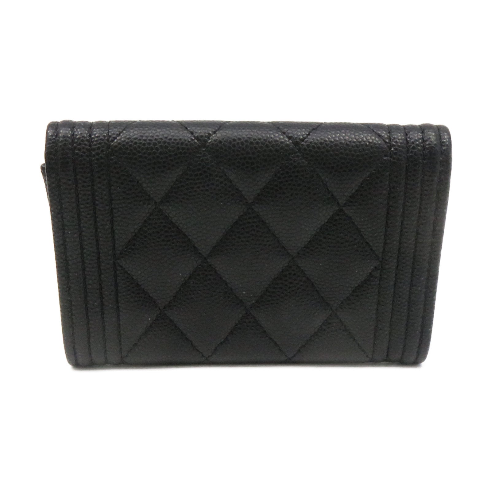 CHANEL 菱格Caviar皮革Card Case金扣卡套黑色