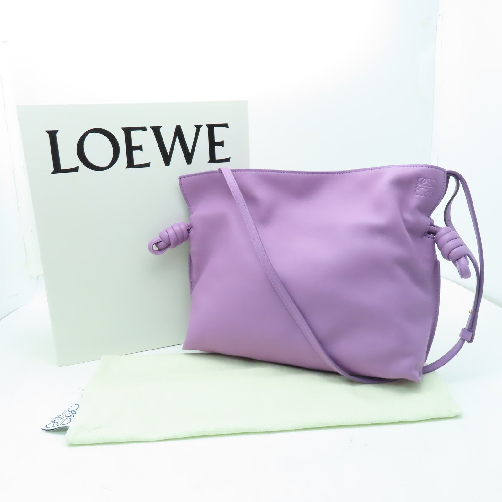 LOEWE 牛皮皮革Flamenco Clutch金扣肩背袋紫色