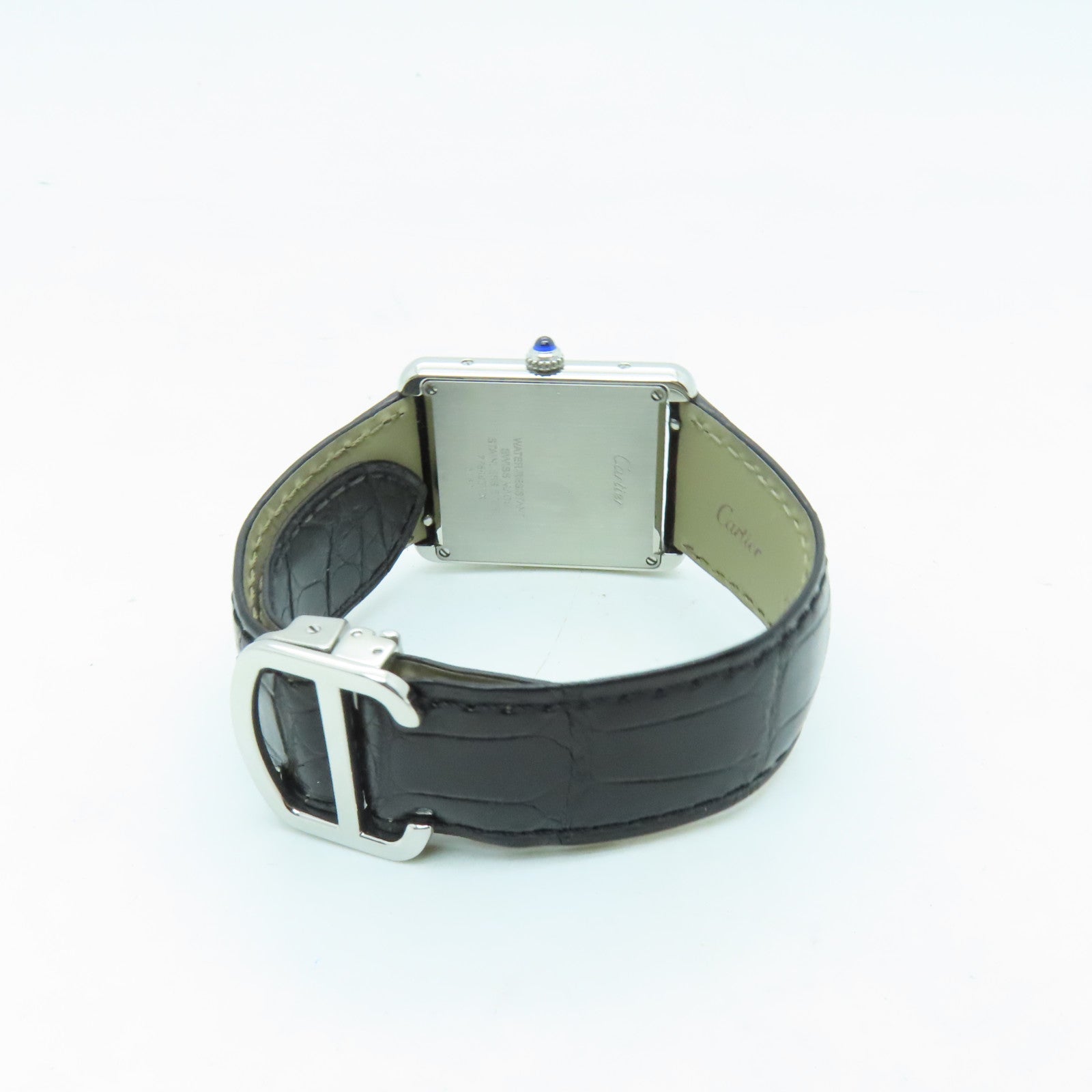 CARTIER Tank Solo Quartz Watch鳄鱼皮带不锈钢石英机芯手表白色