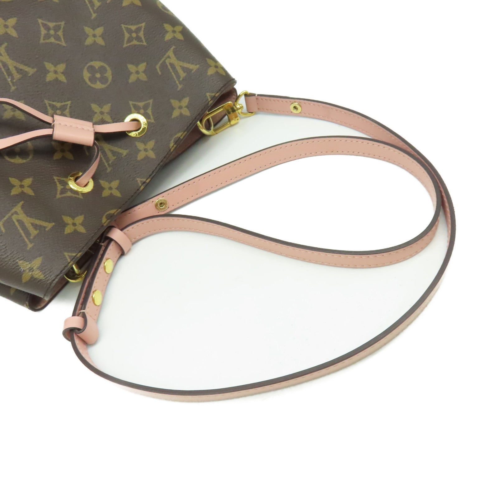 LOUIS VUITTON Monogram NeoNoe MM Shoulder Bag肩背袋啡色/粉紅色