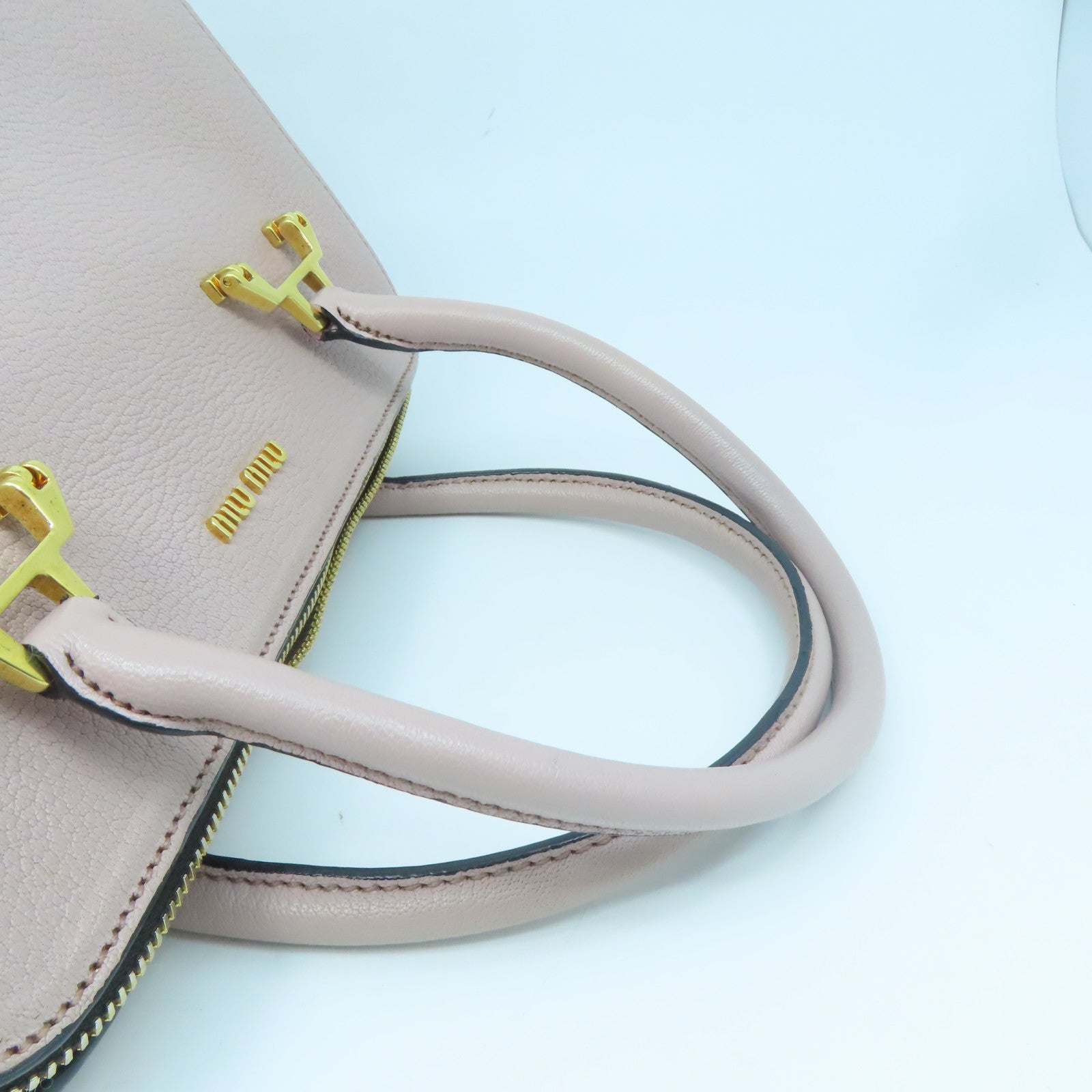 Miu Miu 牛皮皮革2 Way Shoulder金扣手挽肩背兩用袋粉紅色