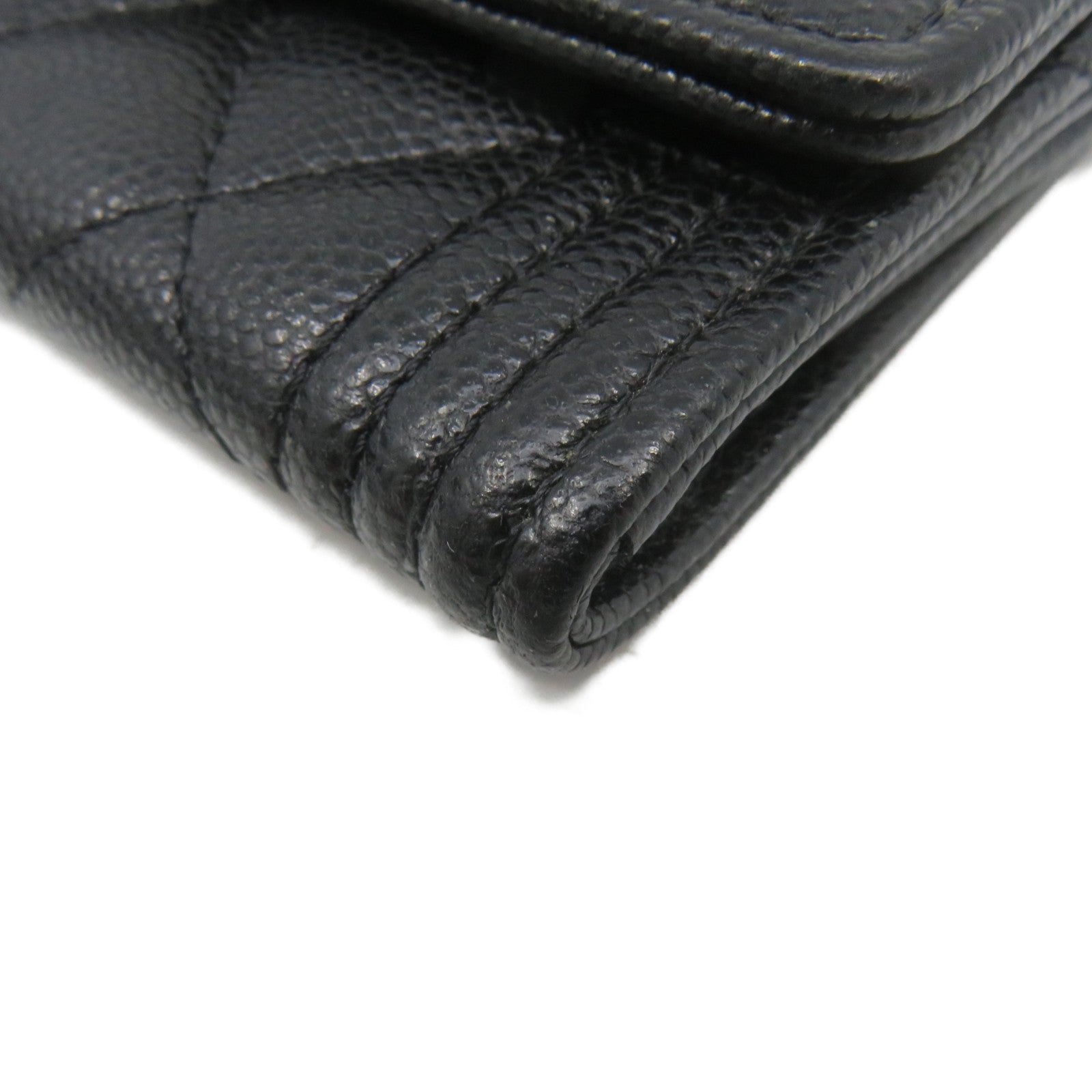 CHANEL 菱格Caviar皮革Card Case金扣卡套黑色
