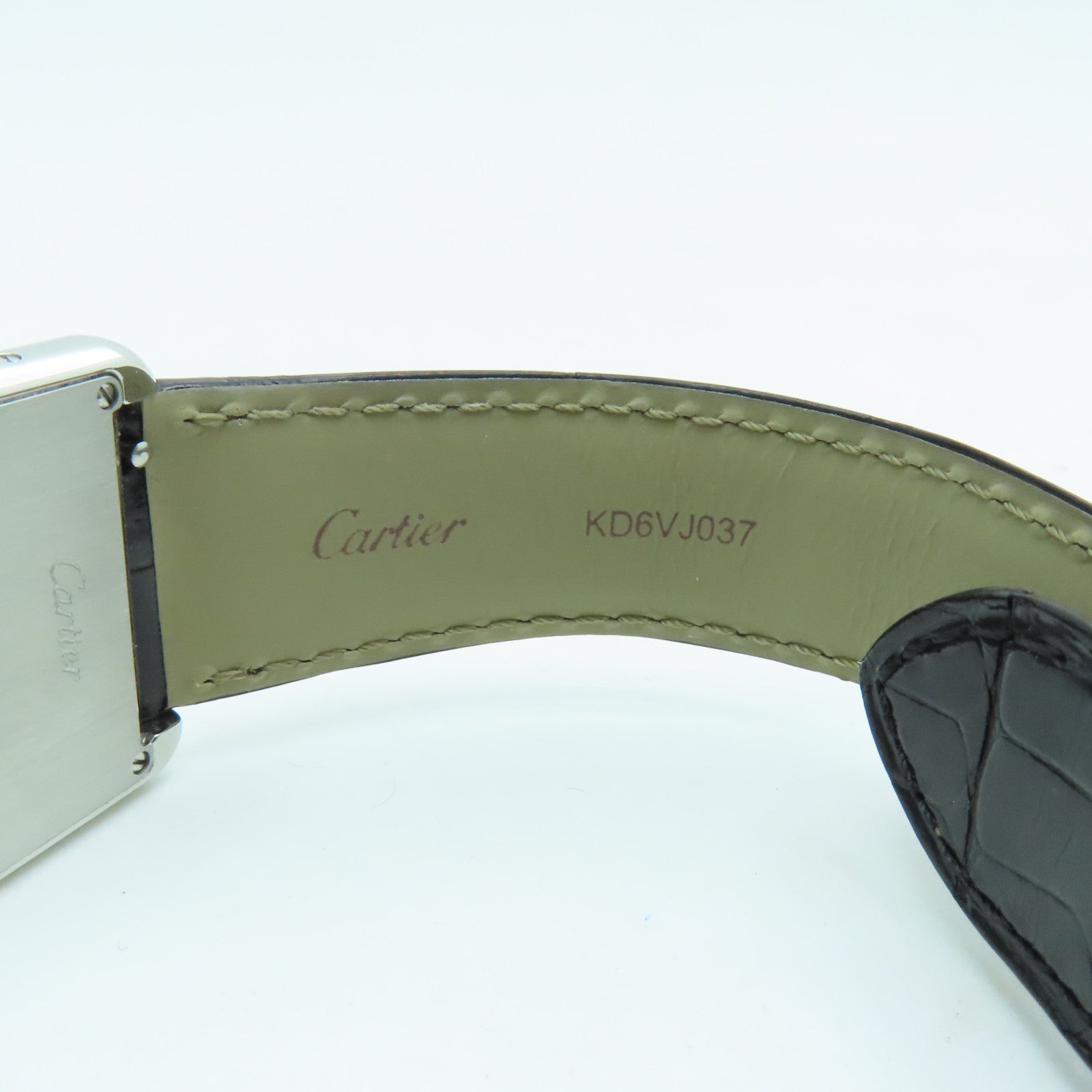 CARTIER Tank Solo Quartz Watch鳄鱼皮带不锈钢石英机芯手表白色