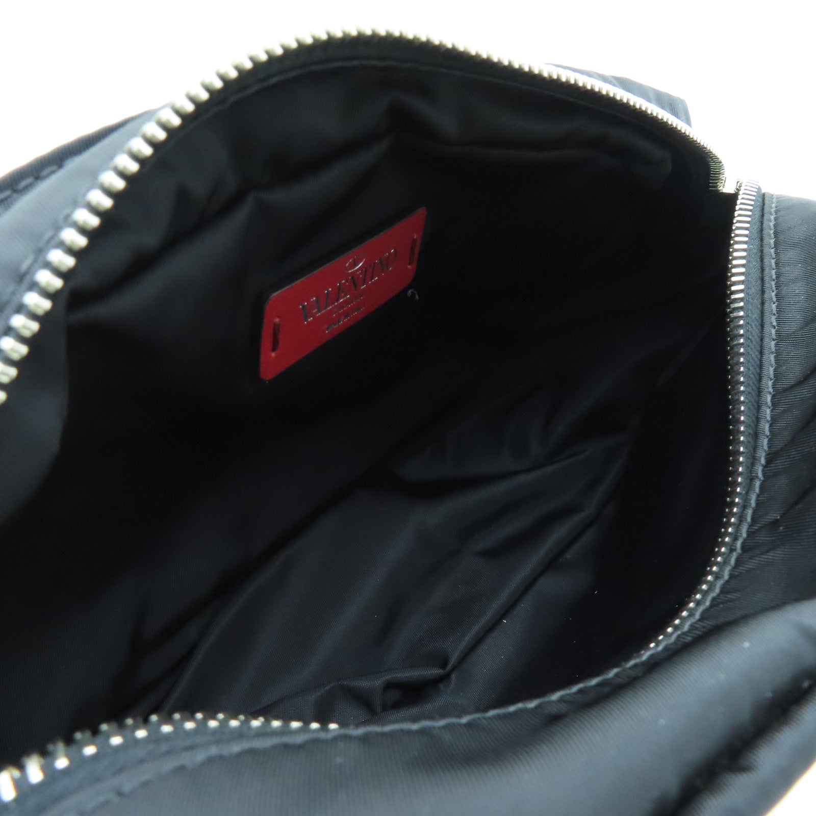 Valentino Nylon Waist Bag Silver Buckle Black