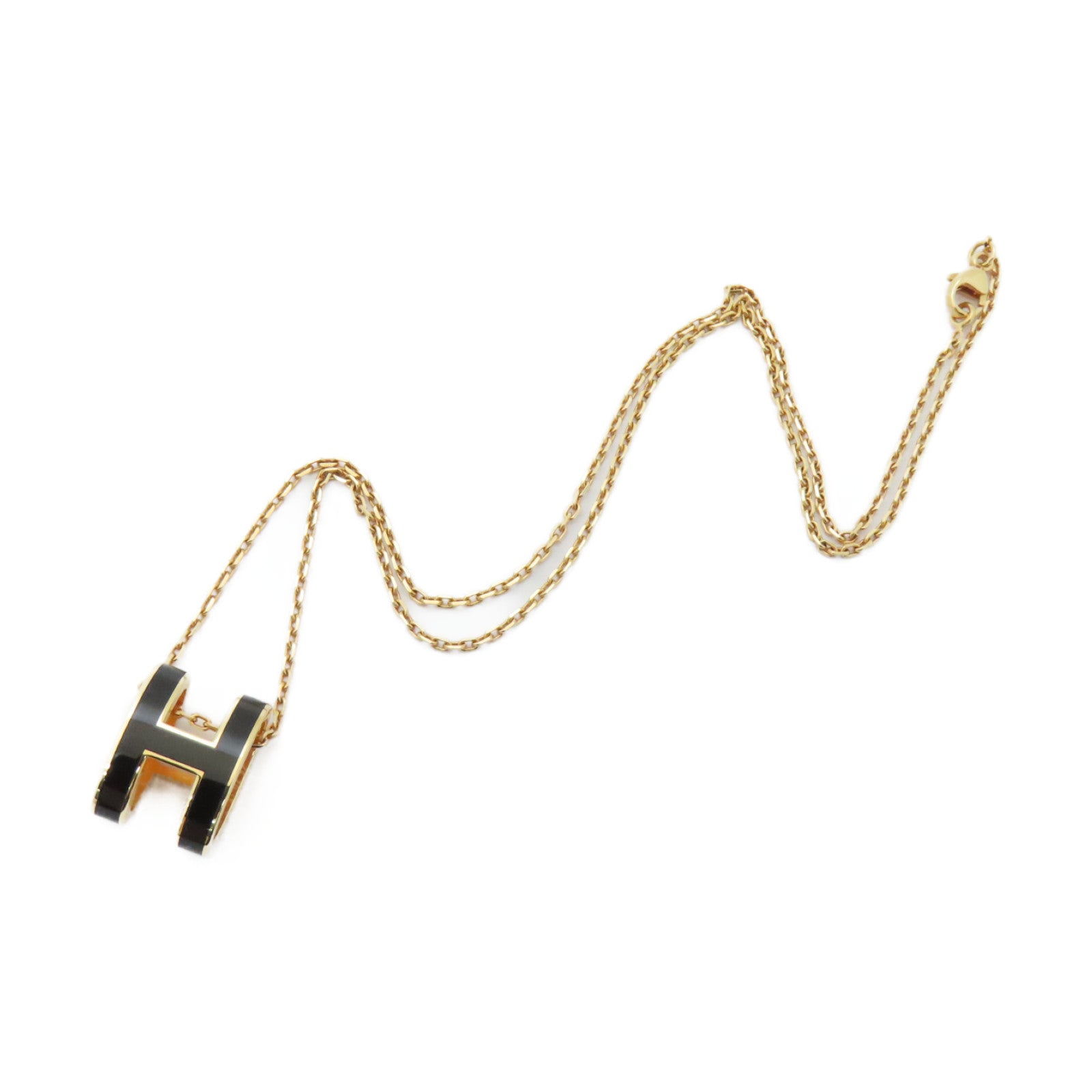 HERMES 金屬/琺瑯Pop H Necklace項鍊黑色/金色