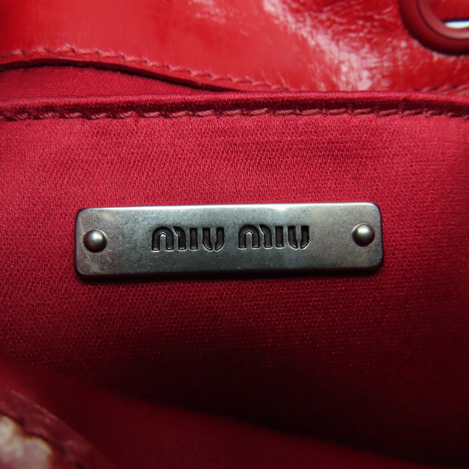 Miu Miu 牛皮皮革Bucket Bag Shoulder Bag银扣肩背袋红色