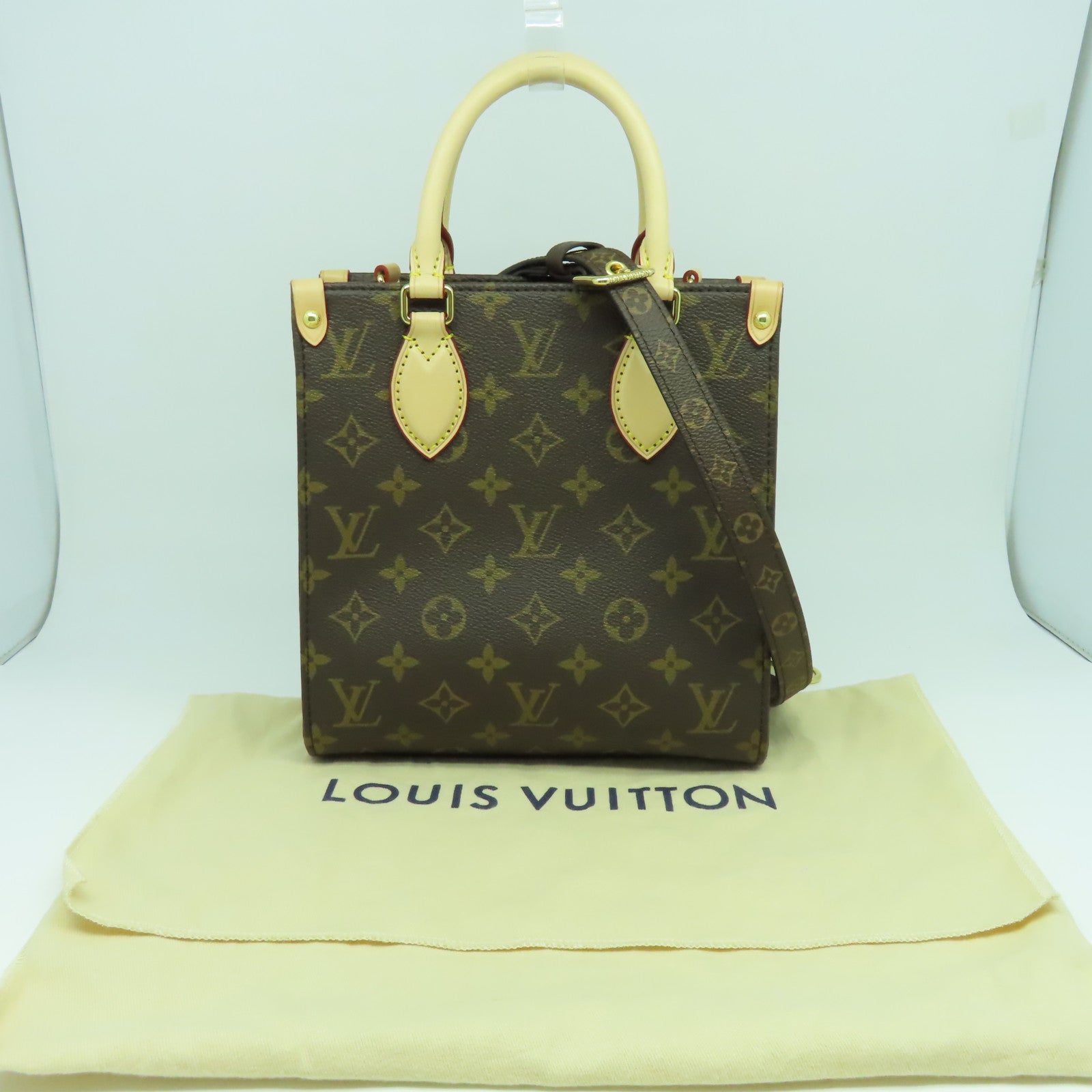 LOUIS VUITTON Monogram Sac Plat BB金扣手挽肩背兩用袋啡色