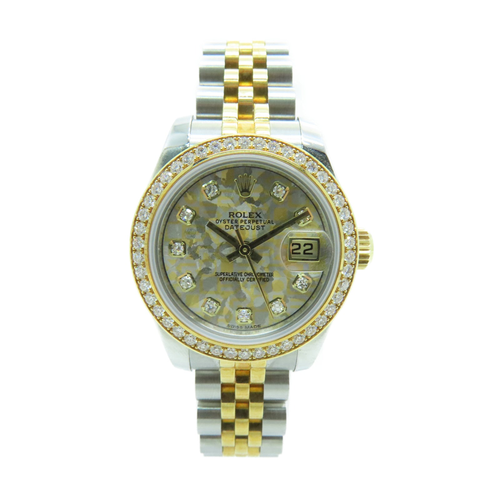 ROLEX Datejust 18K/不鏽鋼鑽石手錶自動機芯金色