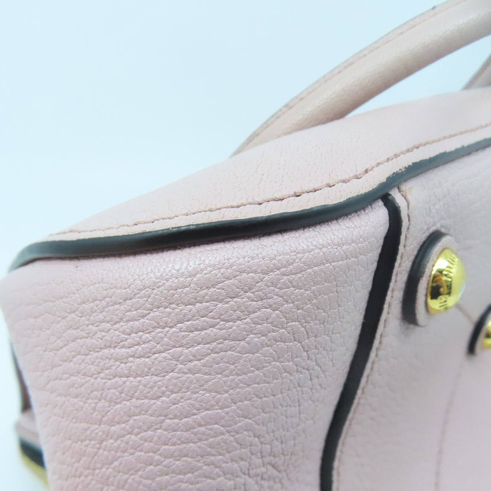 Miu Miu 牛皮皮革2 Way Shoulder金扣手挽肩背兩用袋粉紅色