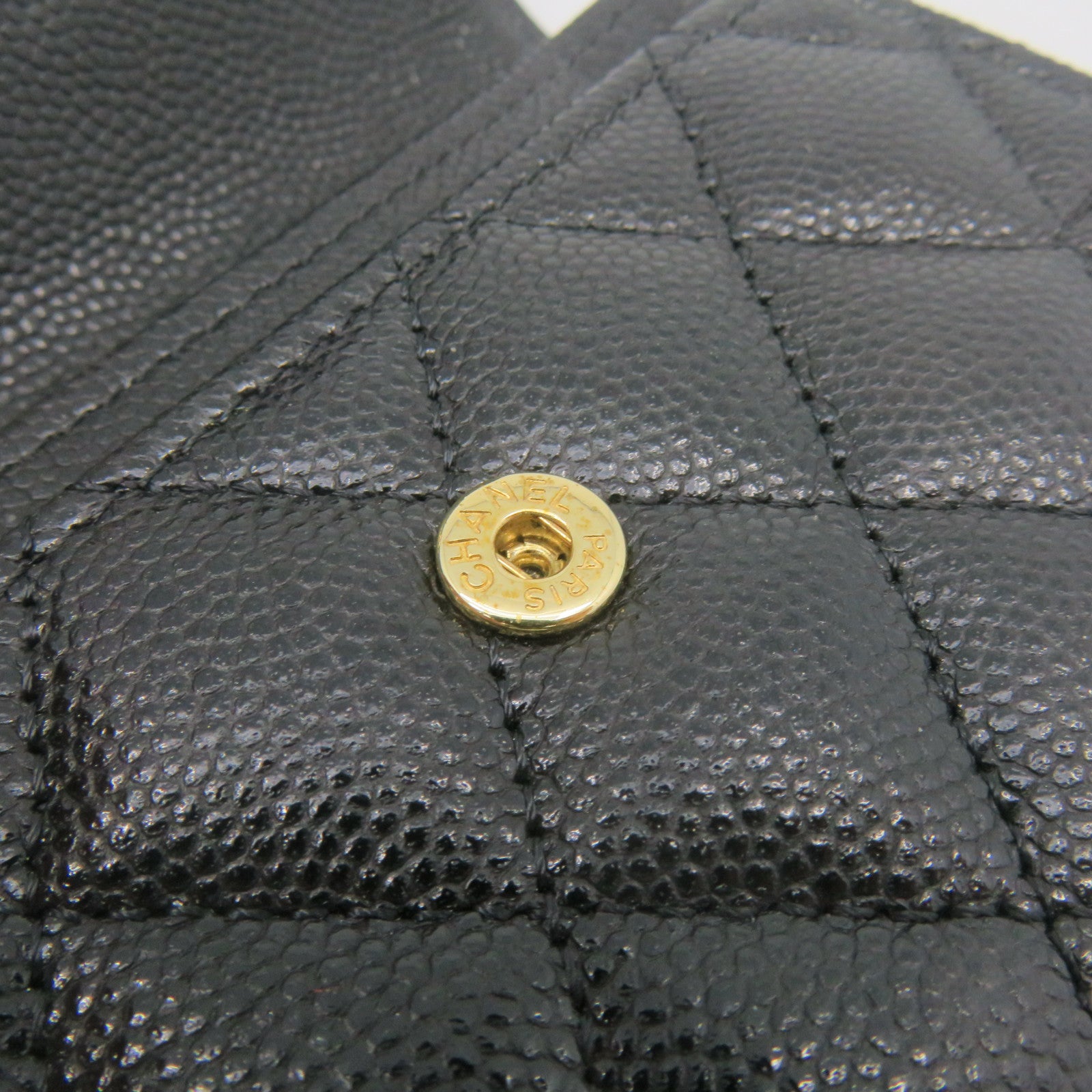 CHANEL 菱格Caviar皮革Card Case金扣卡套黑色