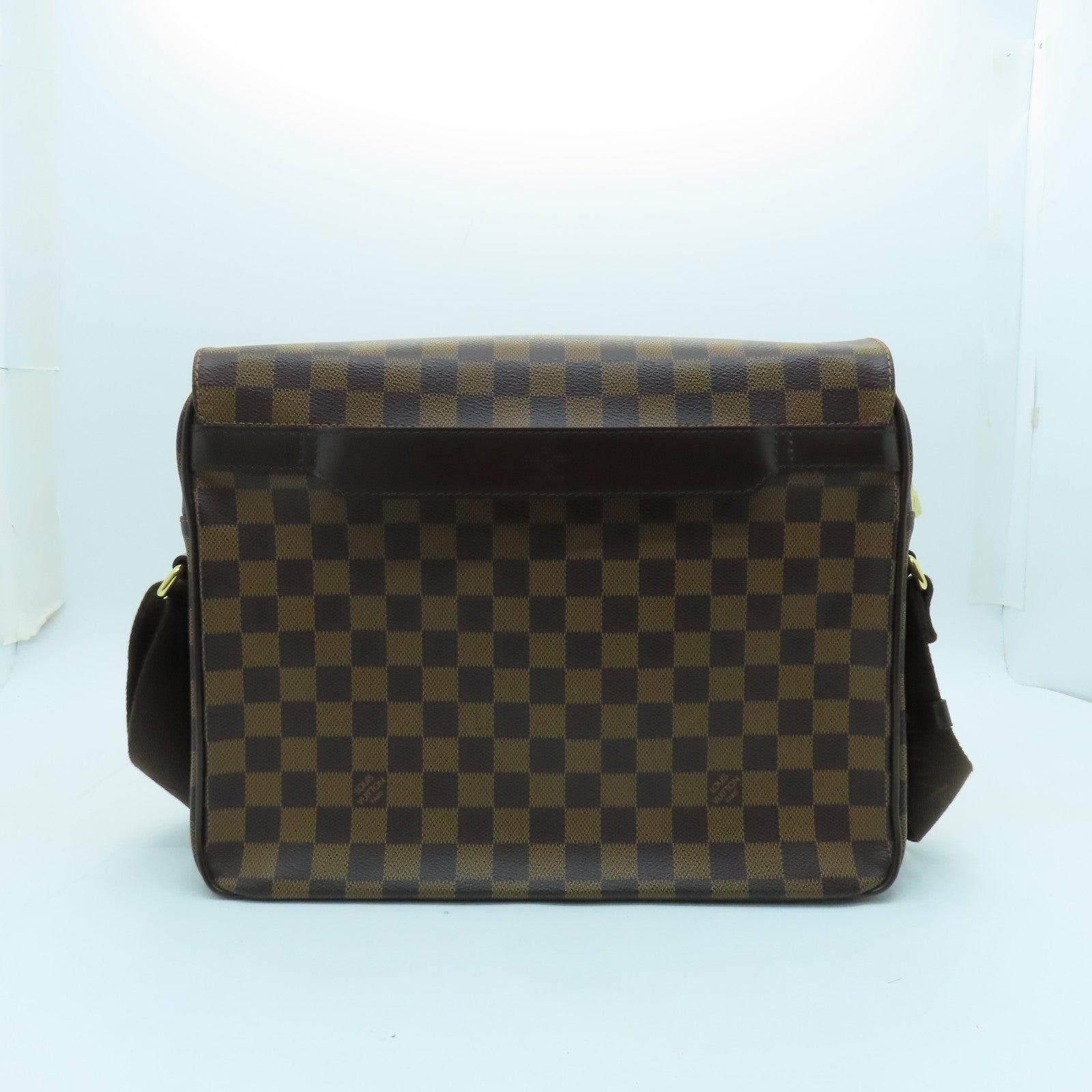 LOUIS VUITTON Damier Ebene Shelton MM gold buckle shoulder bag brown