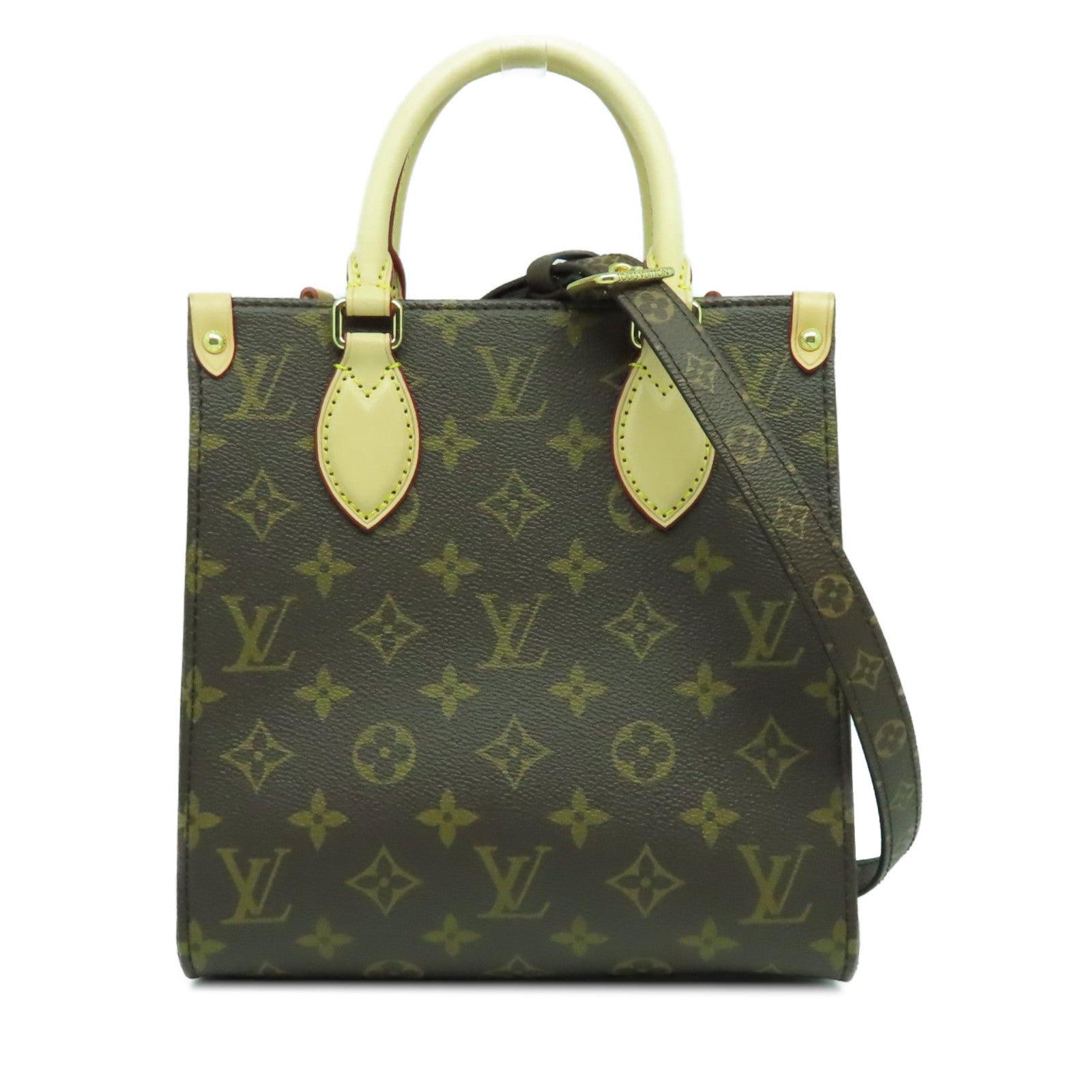 LOUIS VUITTON Monogram Sac Plat BB金扣手挽肩背兩用袋啡色
