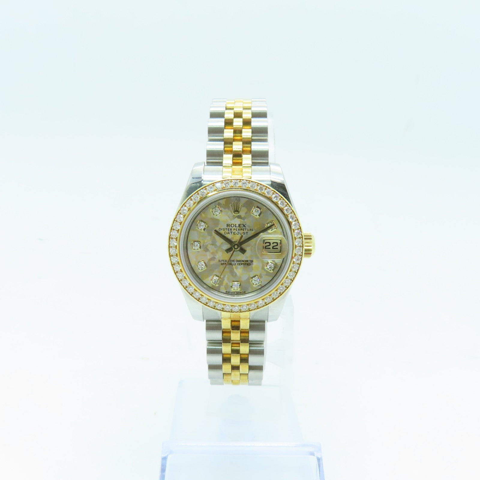 ROLEX Datejust 18K/不鏽鋼鑽石手錶自動機芯金色