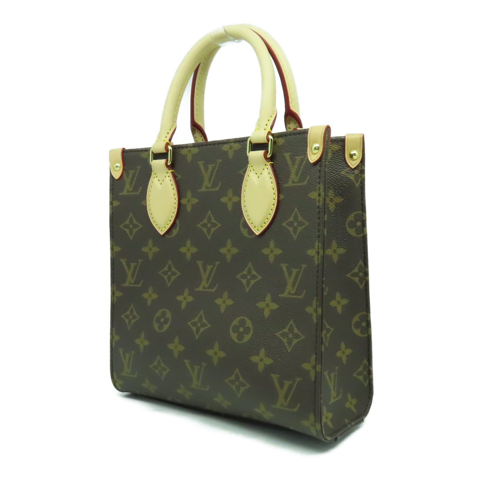 LOUIS VUITTON Monogram Sac Plat BB金扣手挽肩背兩用袋啡色