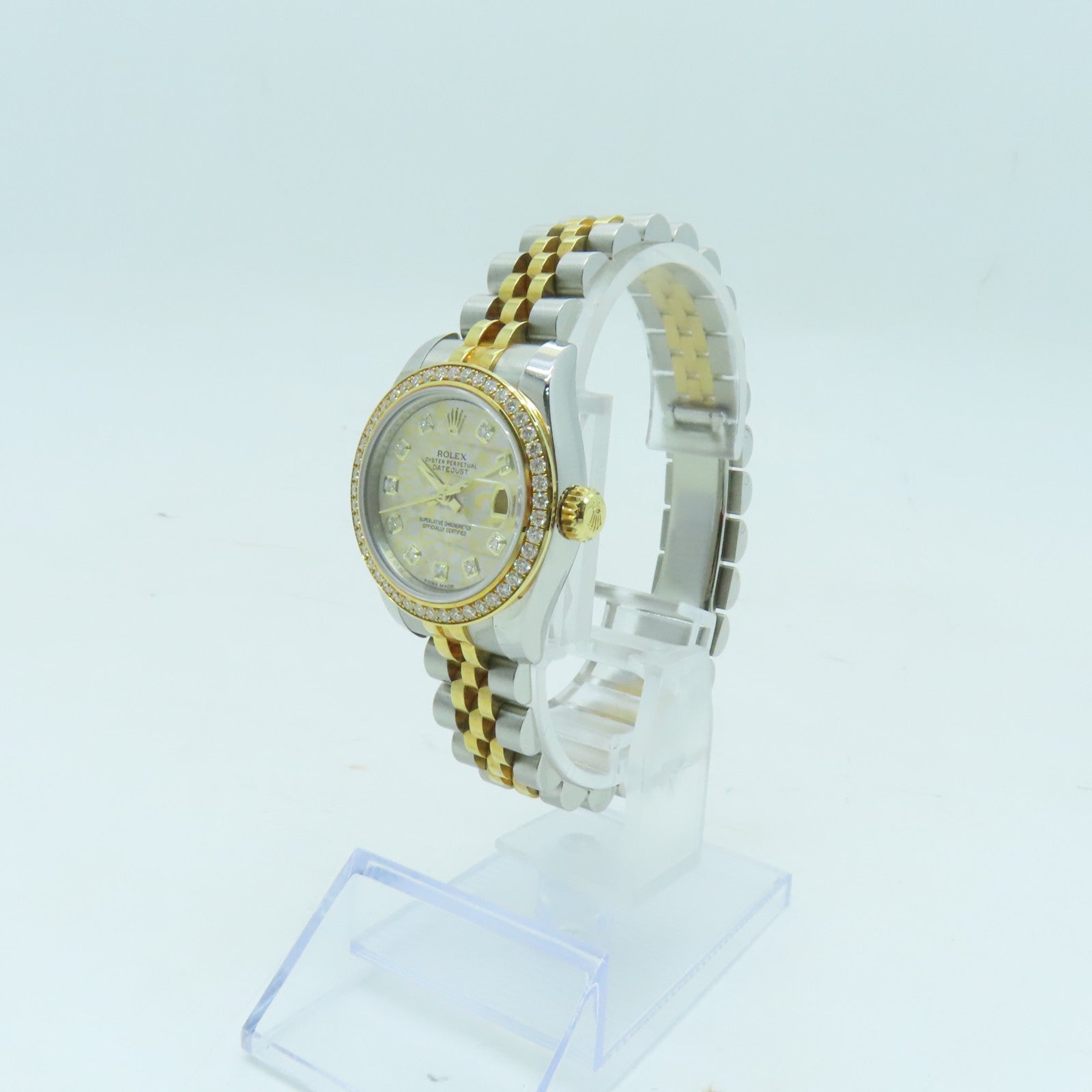 ROLEX Datejust 18K/不鏽鋼鑽石手錶自動機芯金色