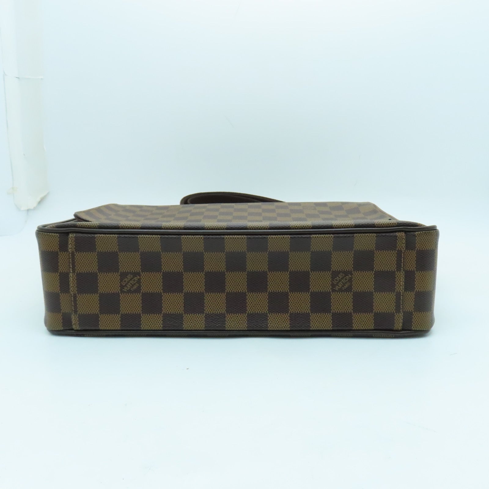 LOUIS VUITTON Damier Ebene Shelton MM gold buckle shoulder bag brown