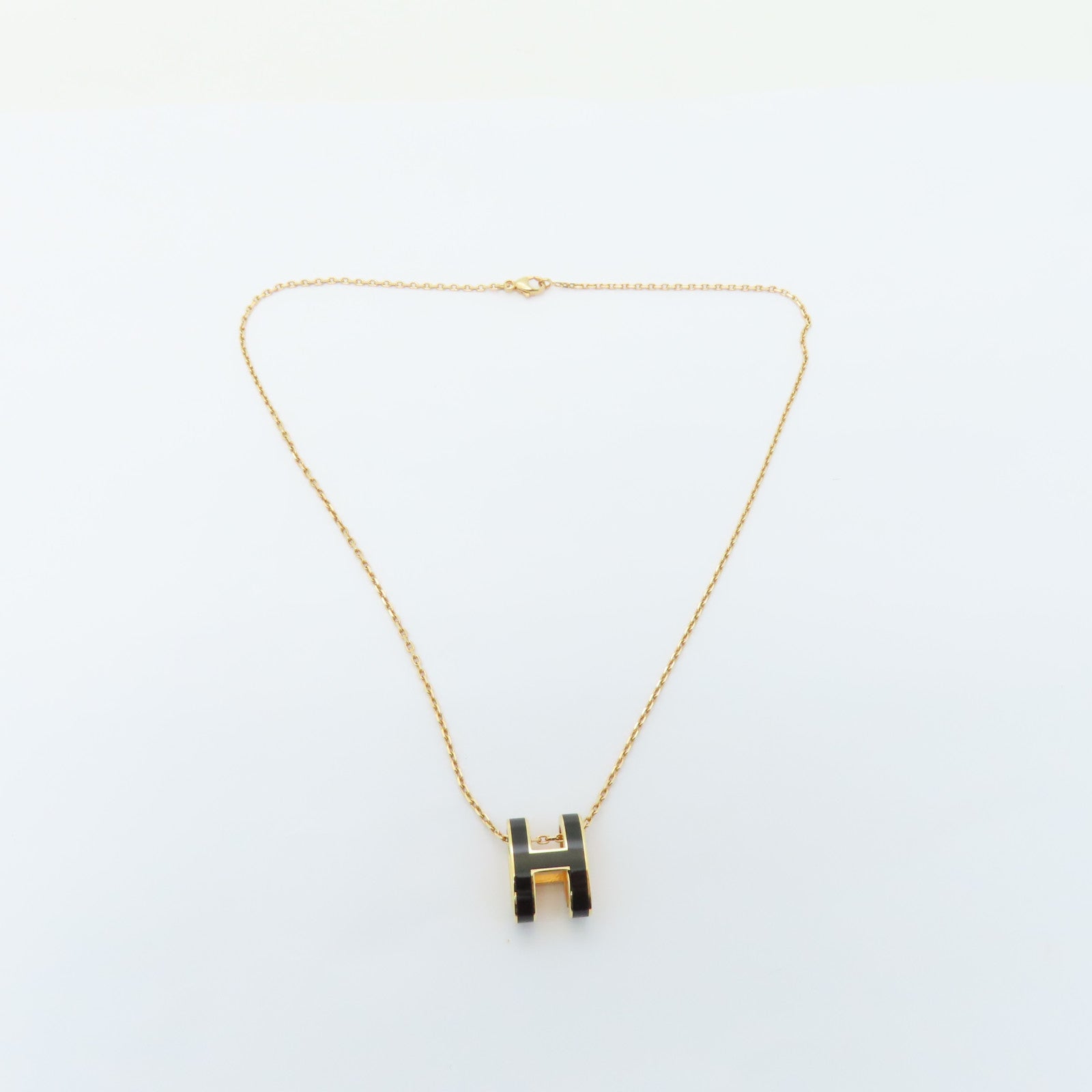 HERMES 金屬/琺瑯Pop H Necklace項鍊黑色/金色