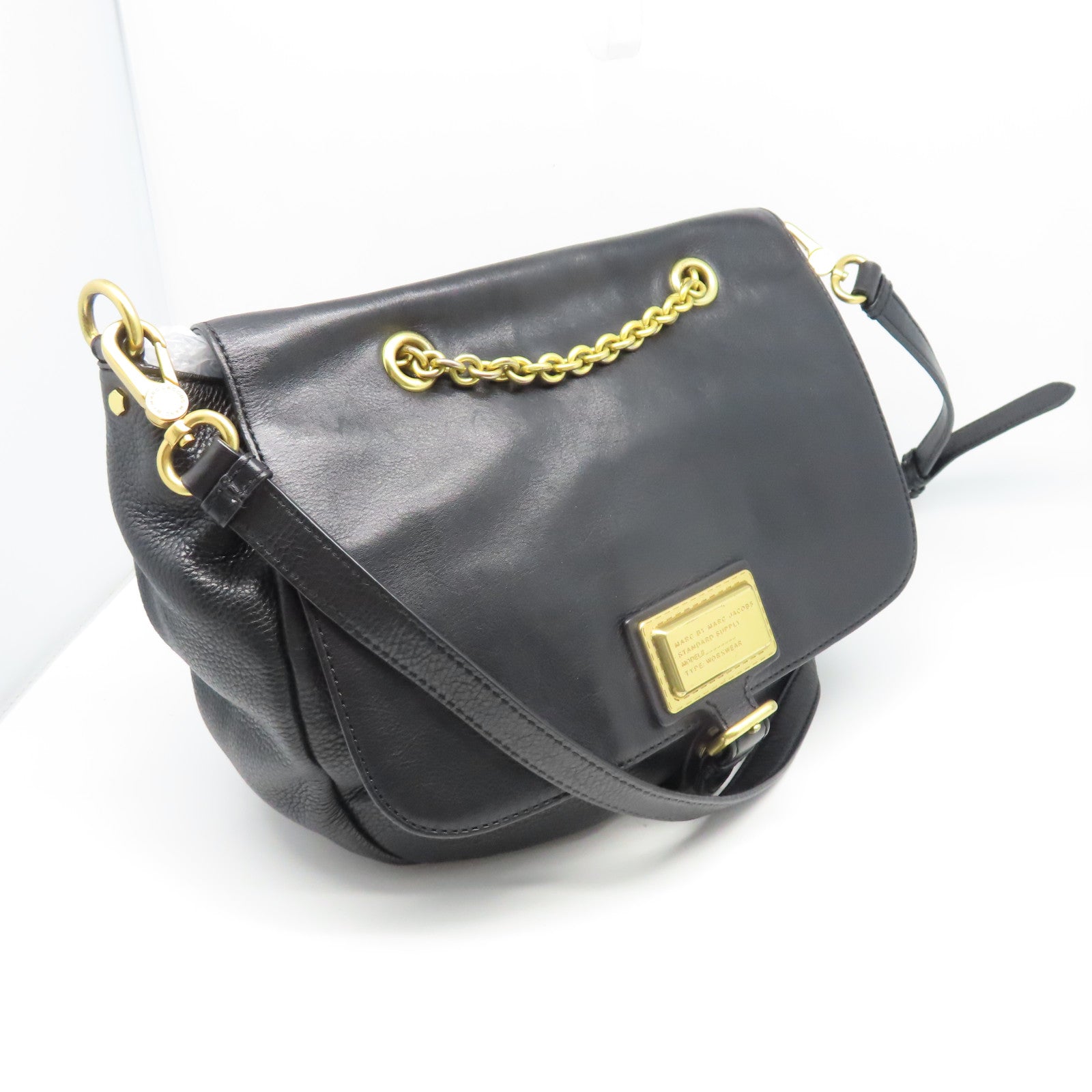 MARC BY MARC JACOBS 羊皮皮革Shoulder Bag金扣手挽肩背兩用袋黑色