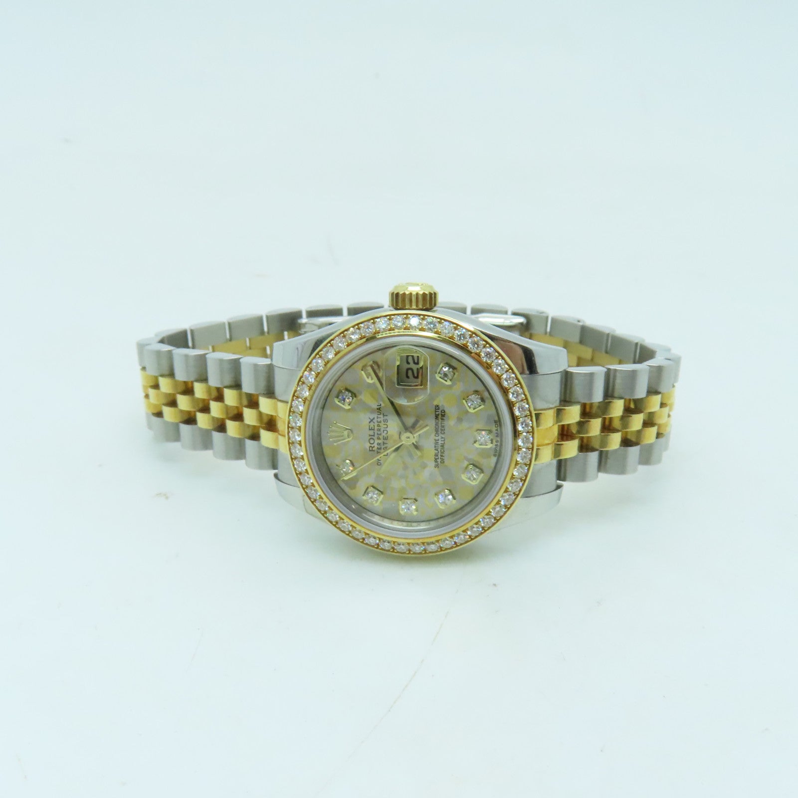 ROLEX Datejust 18K/不鏽鋼鑽石手錶自動機芯金色